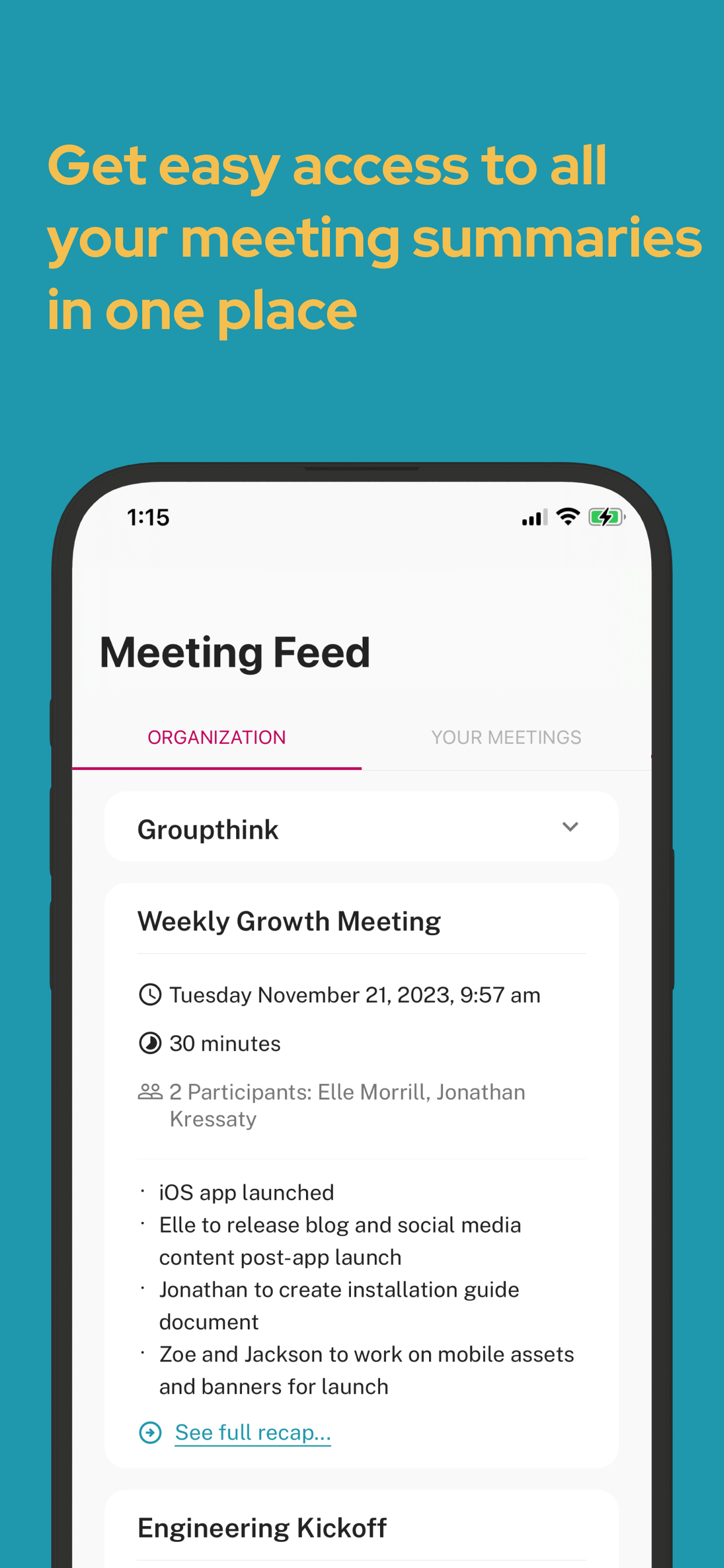 Groupthink für iOS - Automatische Besprechungsagenda & Notizen werden sofort auf iOS geteilt Medien 2