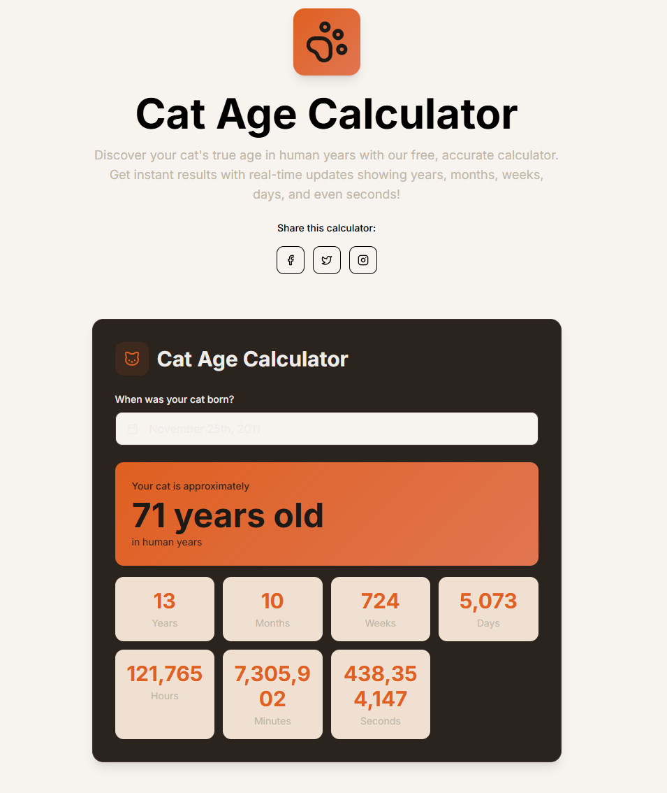 Mídia 3 de Calculadora da idade do gato - Converta perfeitamente a idade real do gato em anos humanos