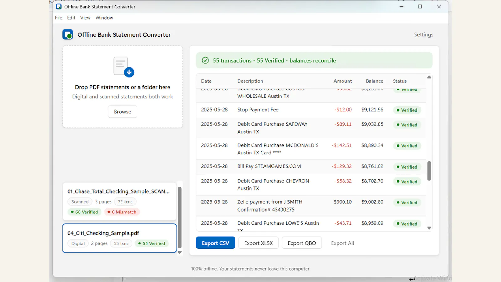 Offline Bank Statement Converter screenshot 2
