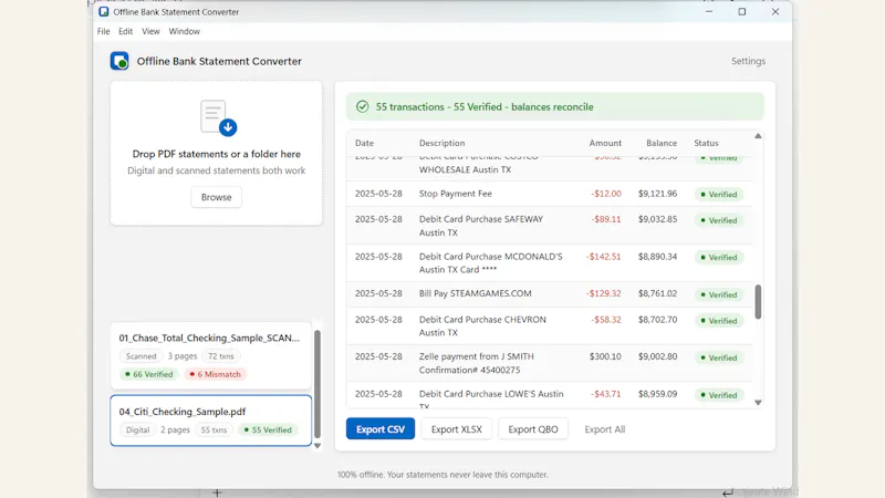 Offline Bank Statement Converter screenshot 2