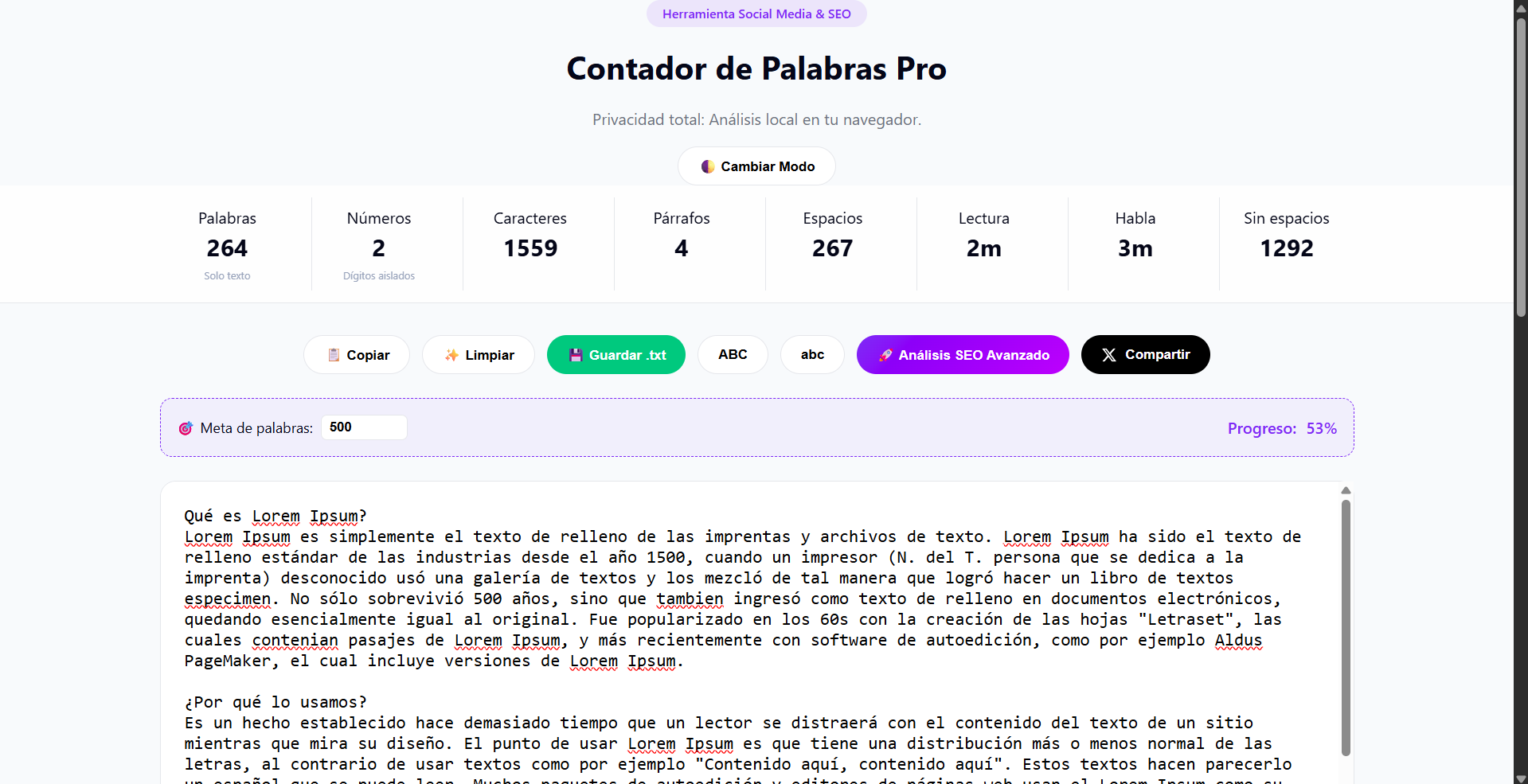 Contador de Palabras Pro - Screenshot 2 showing product features and functionality