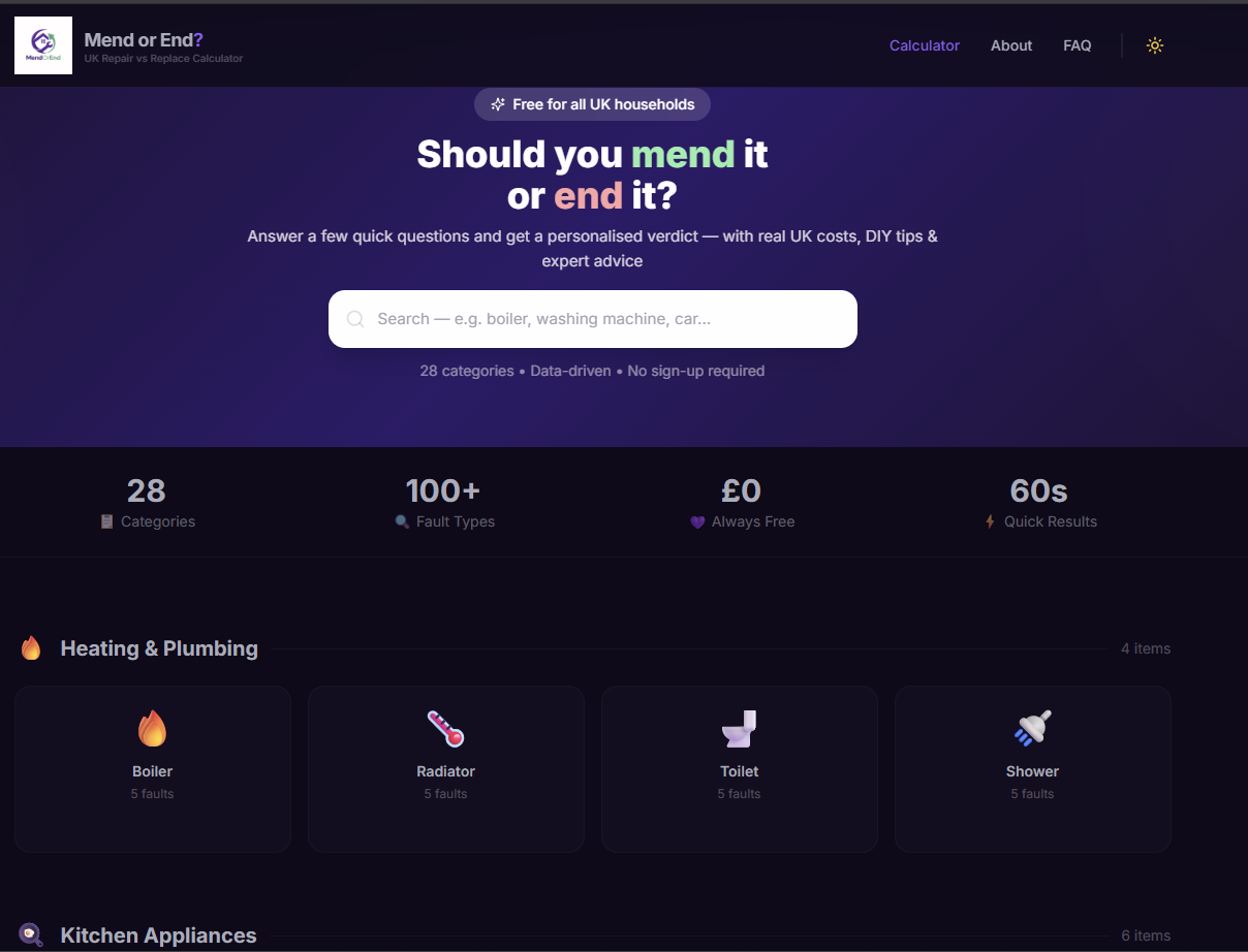 MendOrEnd - Main product screenshot demonstrating key features and user interface