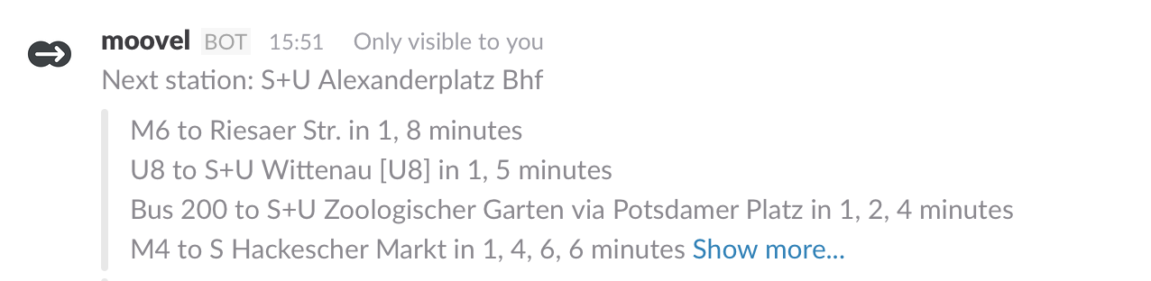 Public transport bot for Slack gallery image