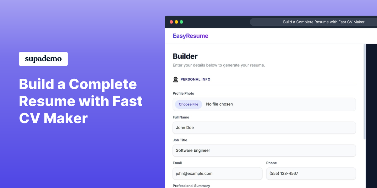 Free Resume Builder - Main product screenshot demonstrating key features and user interface