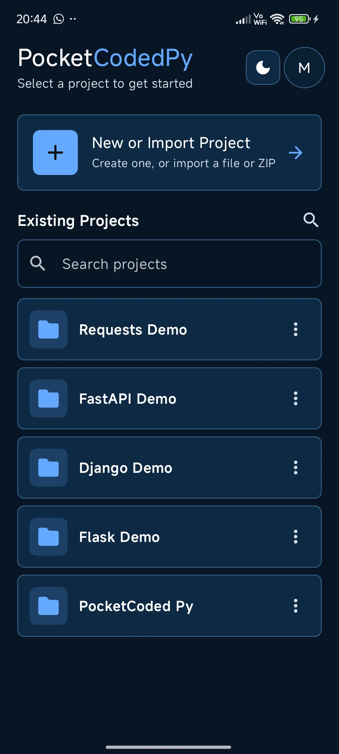 PocketCoded Py screenshot