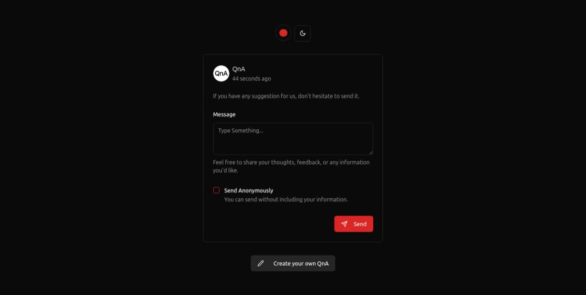 Qna - Un'app Web in cui è possibile condividere il link e ottenere una risposta onesta. media 2