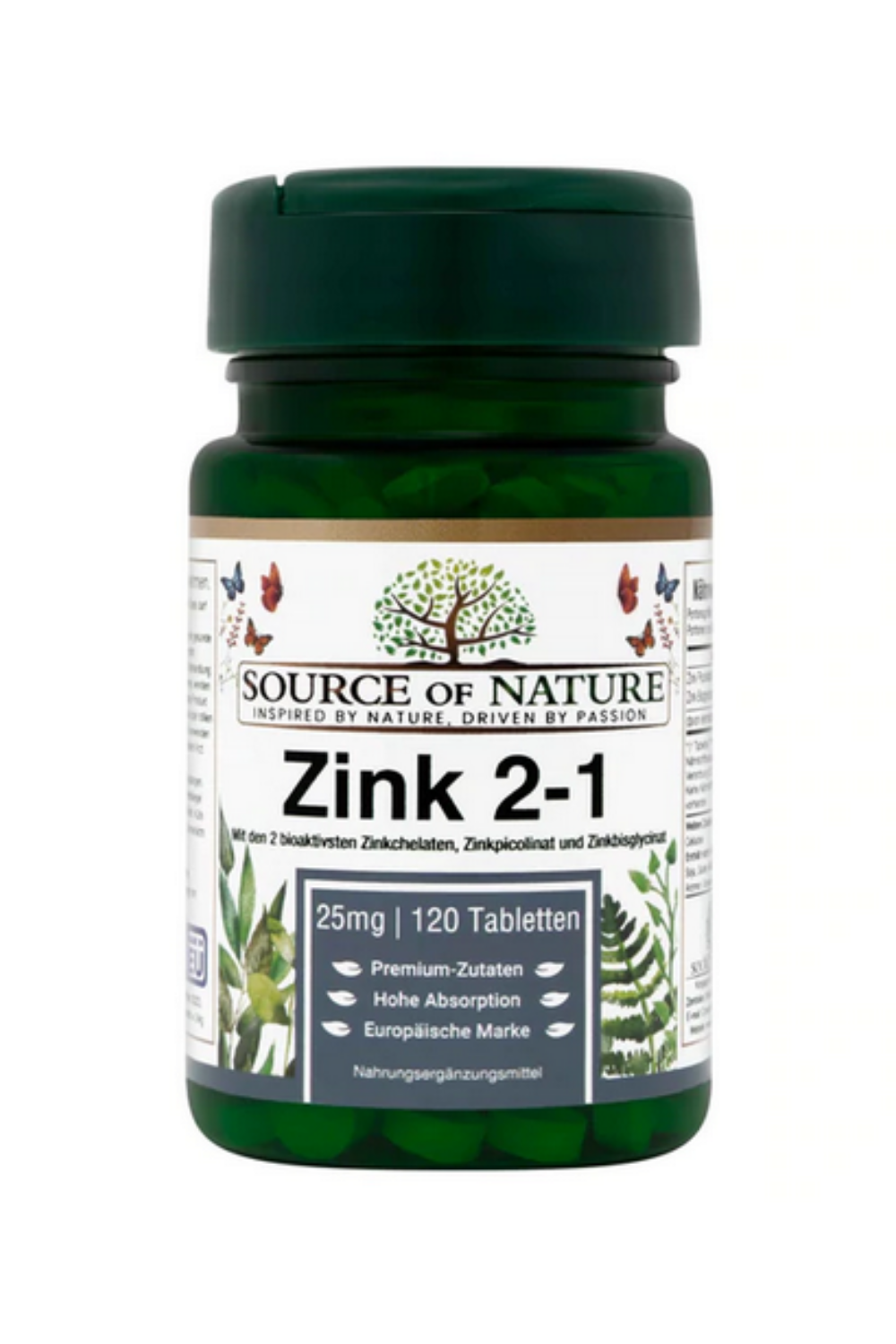 Zinc 25 mg de tabletas |Fuente de la naturaleza