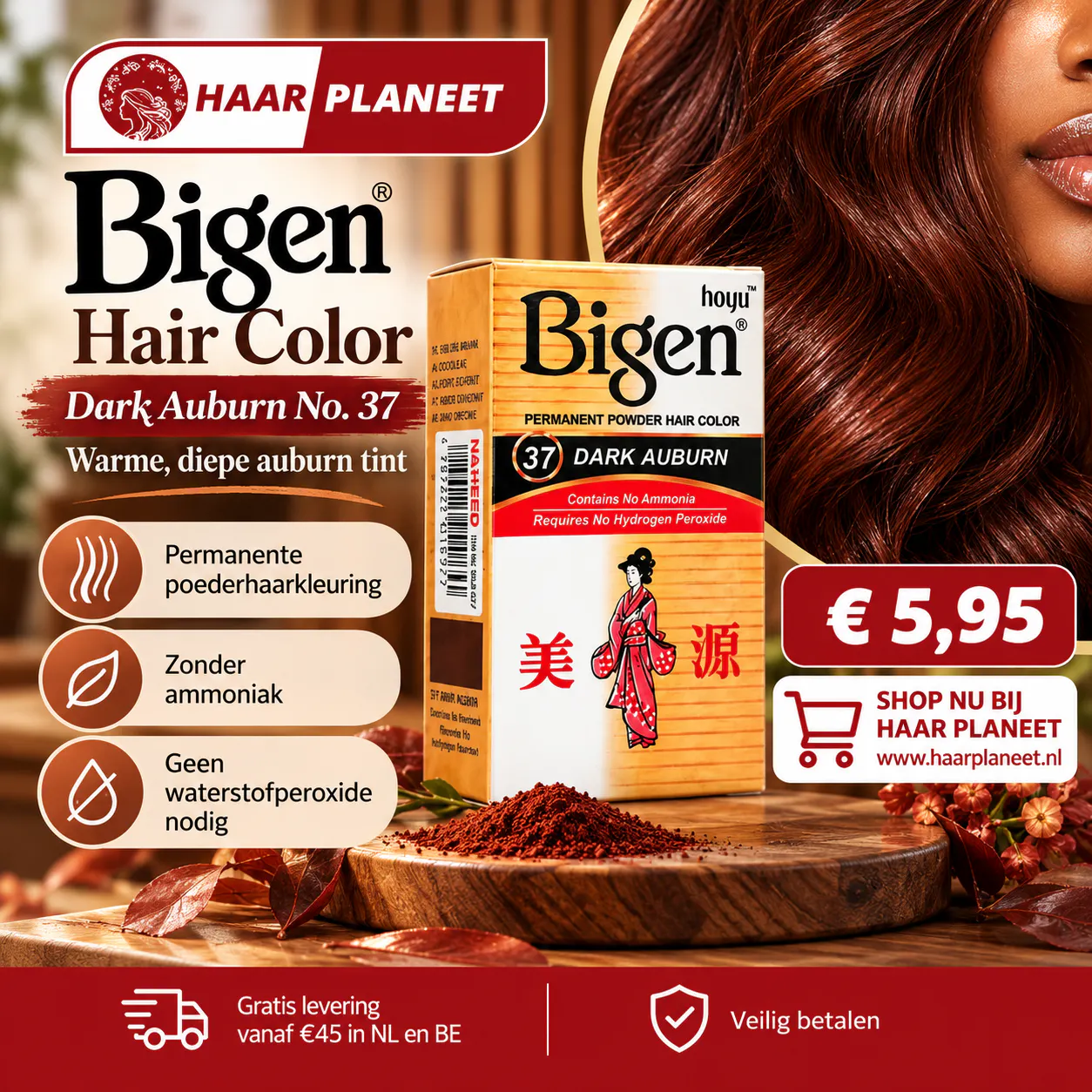 Bigen Hair Color Dark Auburn No. 37 gallery image