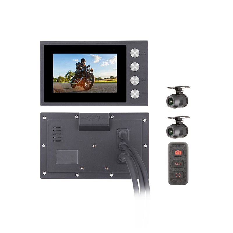 Média Mercylion M1502 Dash Cam Motorcycle - Avant et arrière 1080p IP68 Grade étanche GPS inbuild et bsd 3