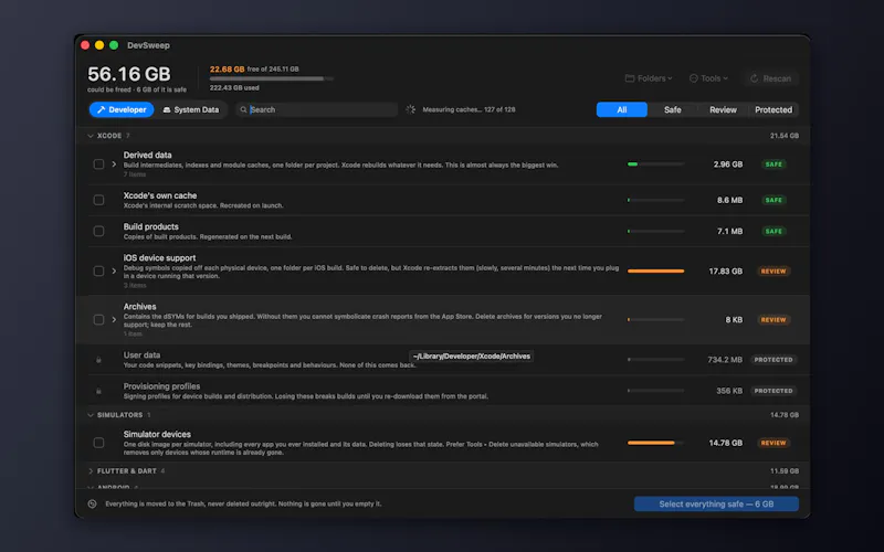 DevSweep screenshot 1