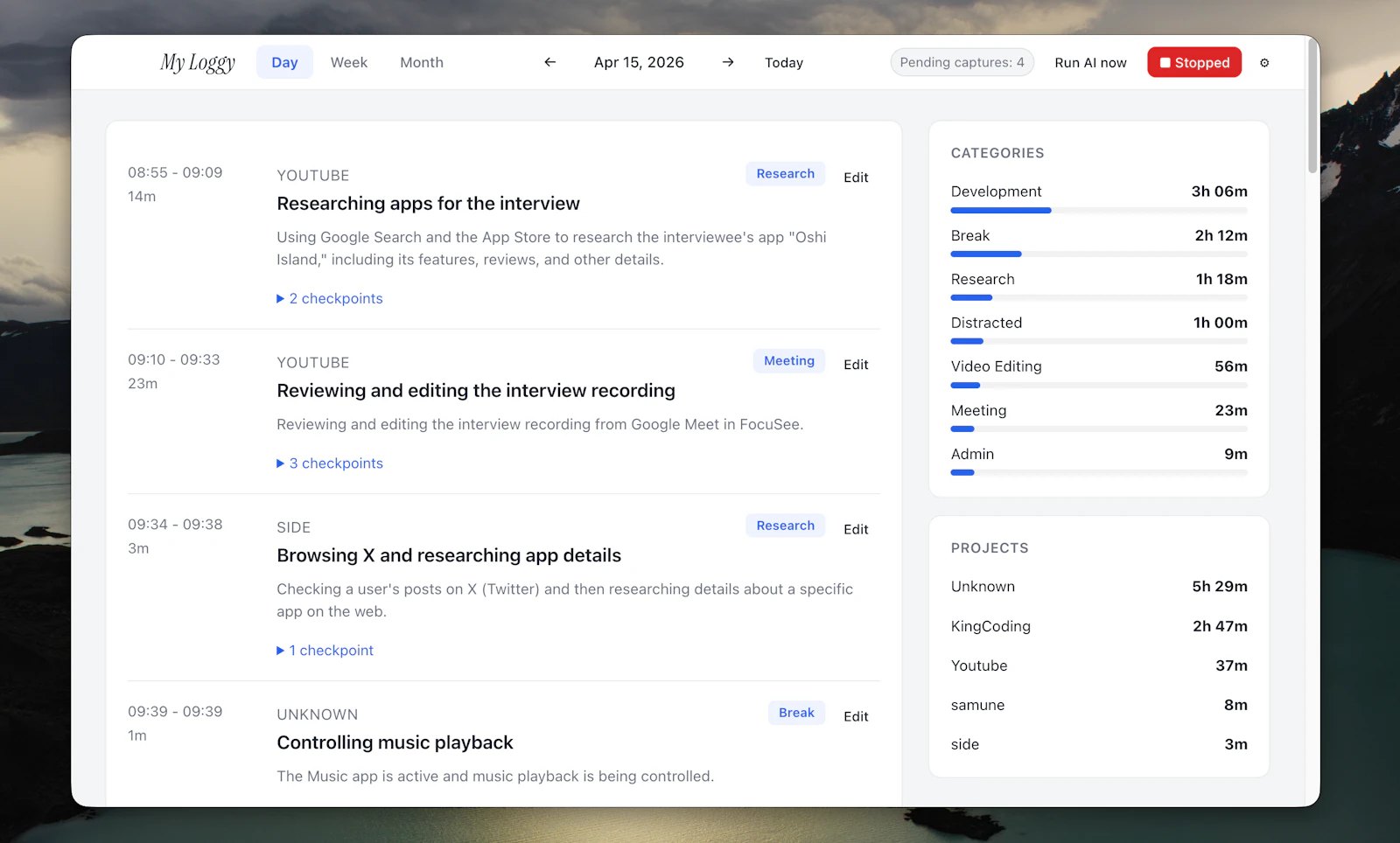 myloggy screenshot 1