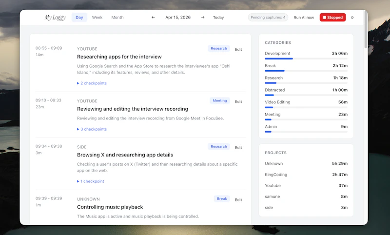 myloggy screenshot 1