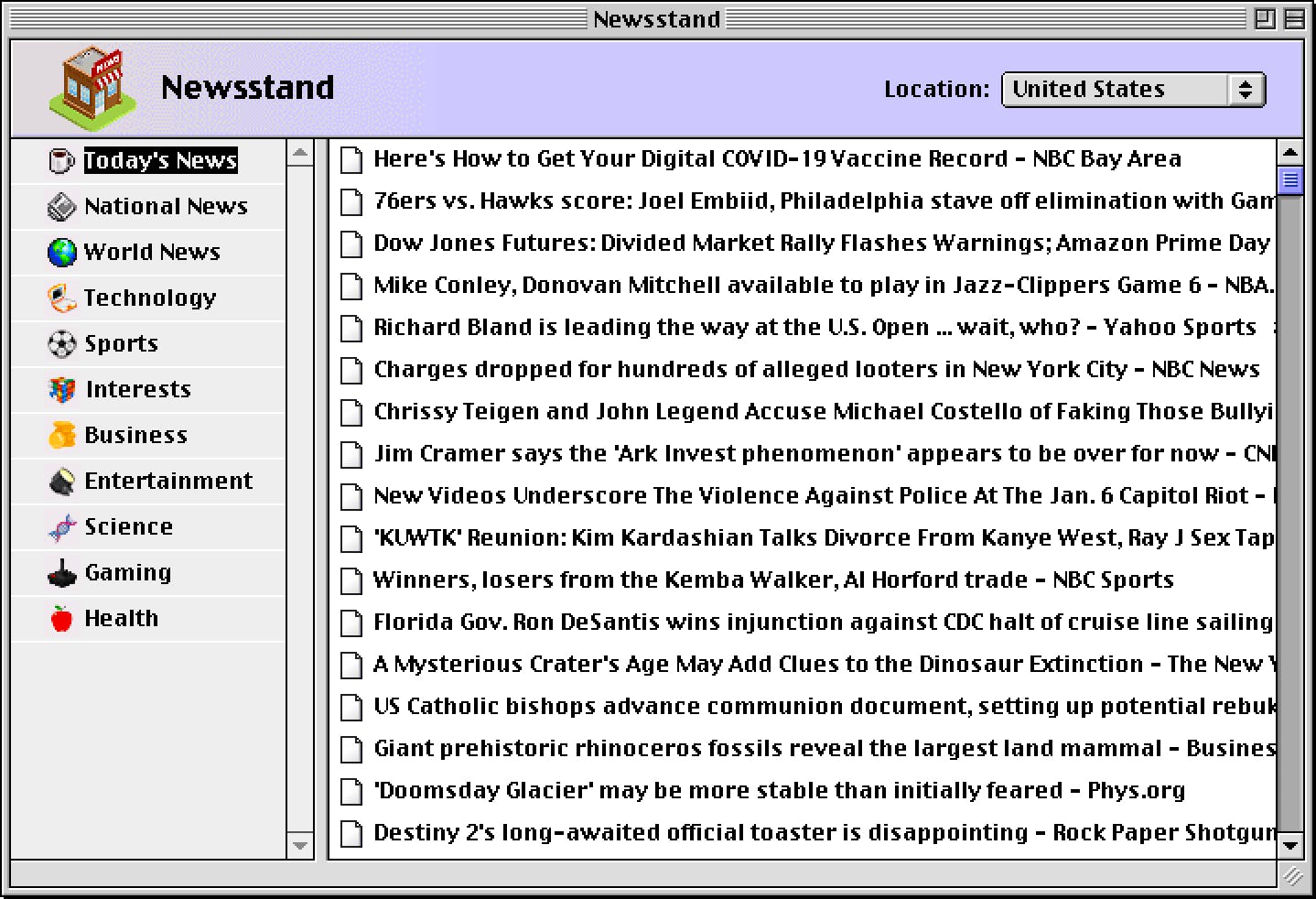 Newsstand - A Google news RSS reader for Mac OS9 | Product Hunt
