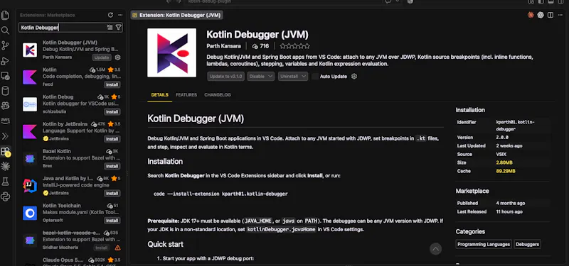 Kotlin Debugger for VS Code screenshot 3