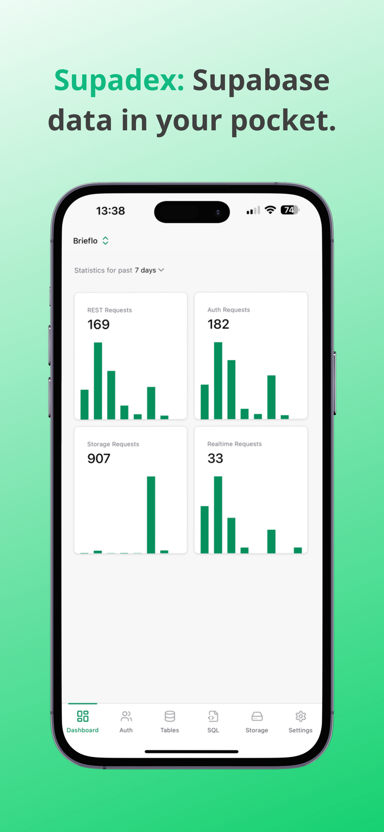 startuptile Supadex-Dashboard for Supabase your data in your pocket