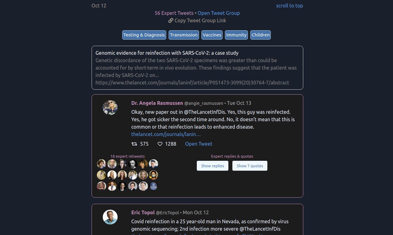 Covid Expert Tweets gallery image