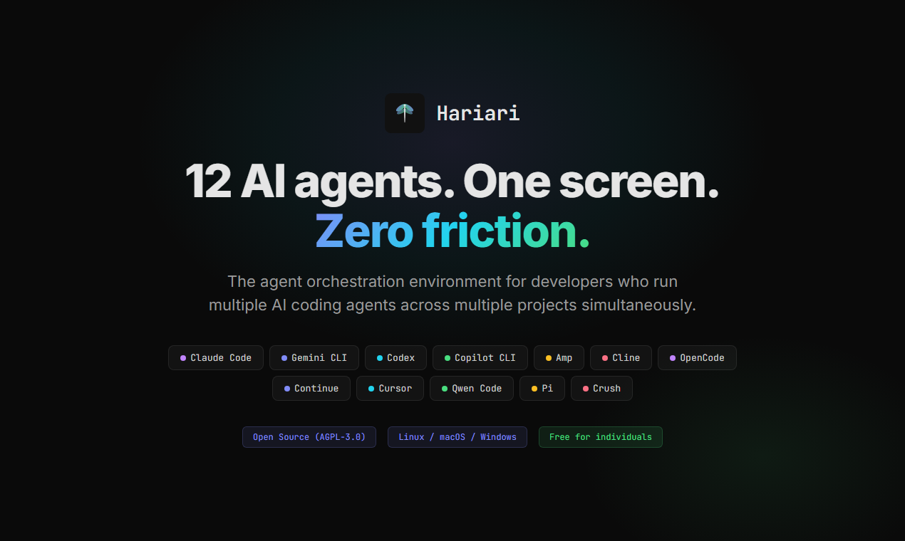 HariAri - Run 12 agents side by side  gallery image