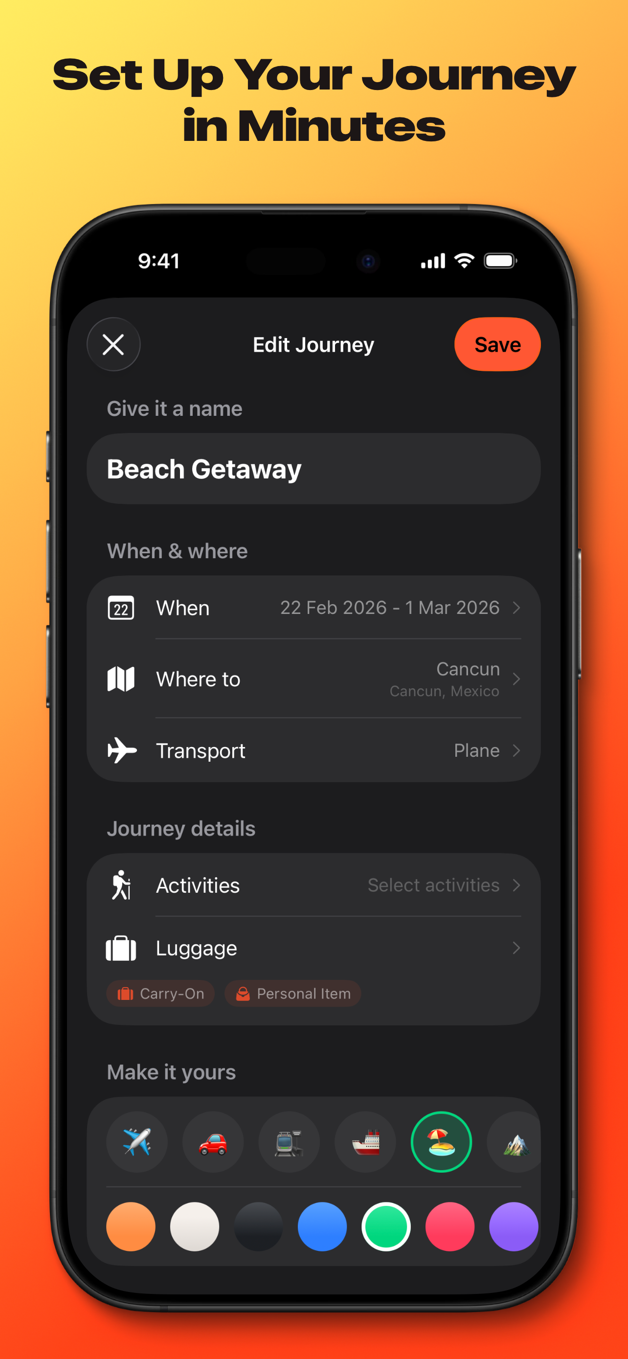 journeybot: packing & travel - Screenshot 4 showing product features and functionality