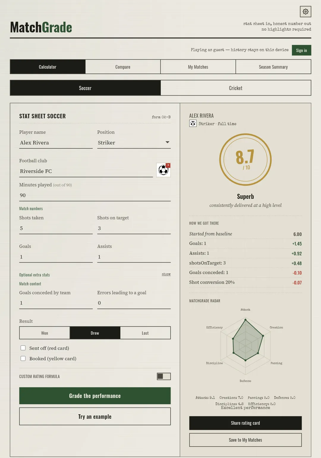 Player Rating Calculator gallery image