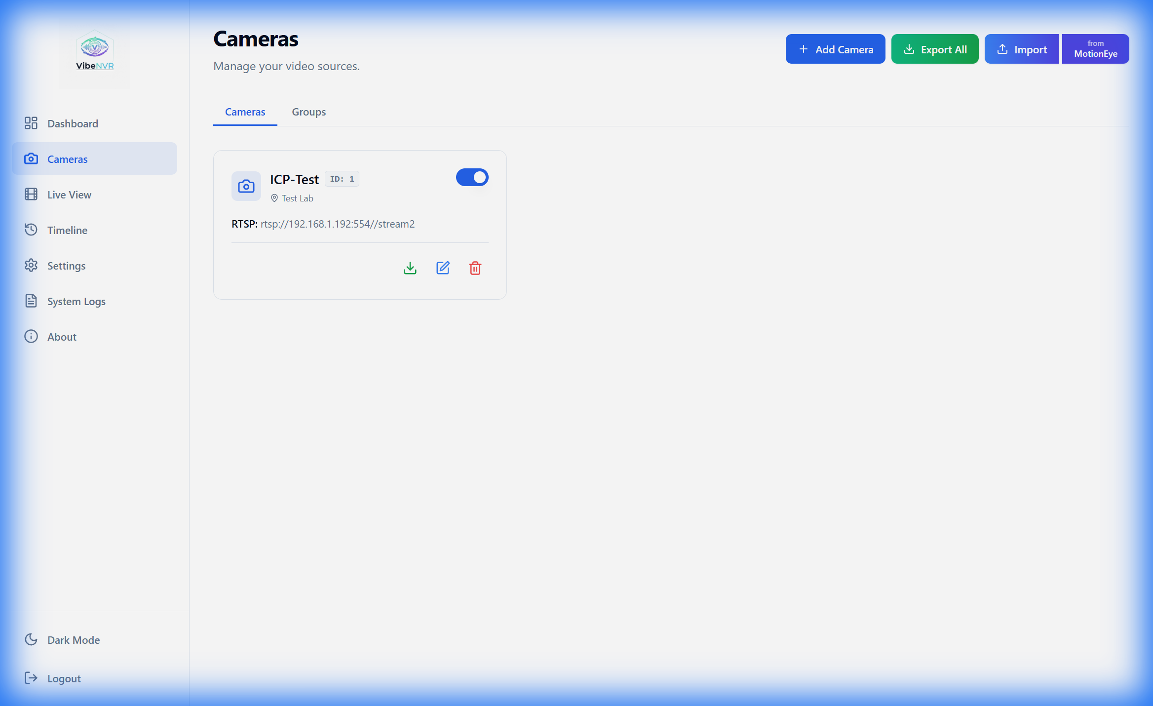 VibeNVR - Screenshot 2 showing product features and functionality