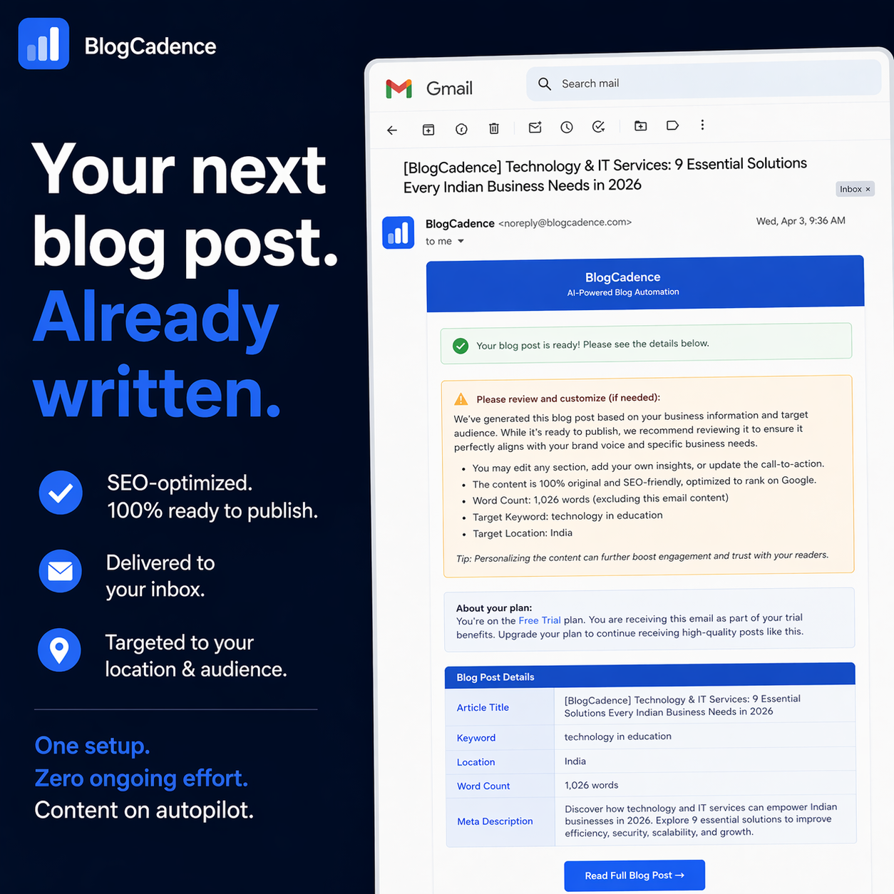 BlogCadence: Blog content on Autopilot gallery image