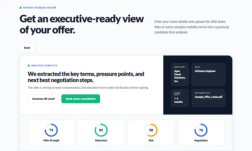 Job Offer Analyzer | Relo.AI  gallery image