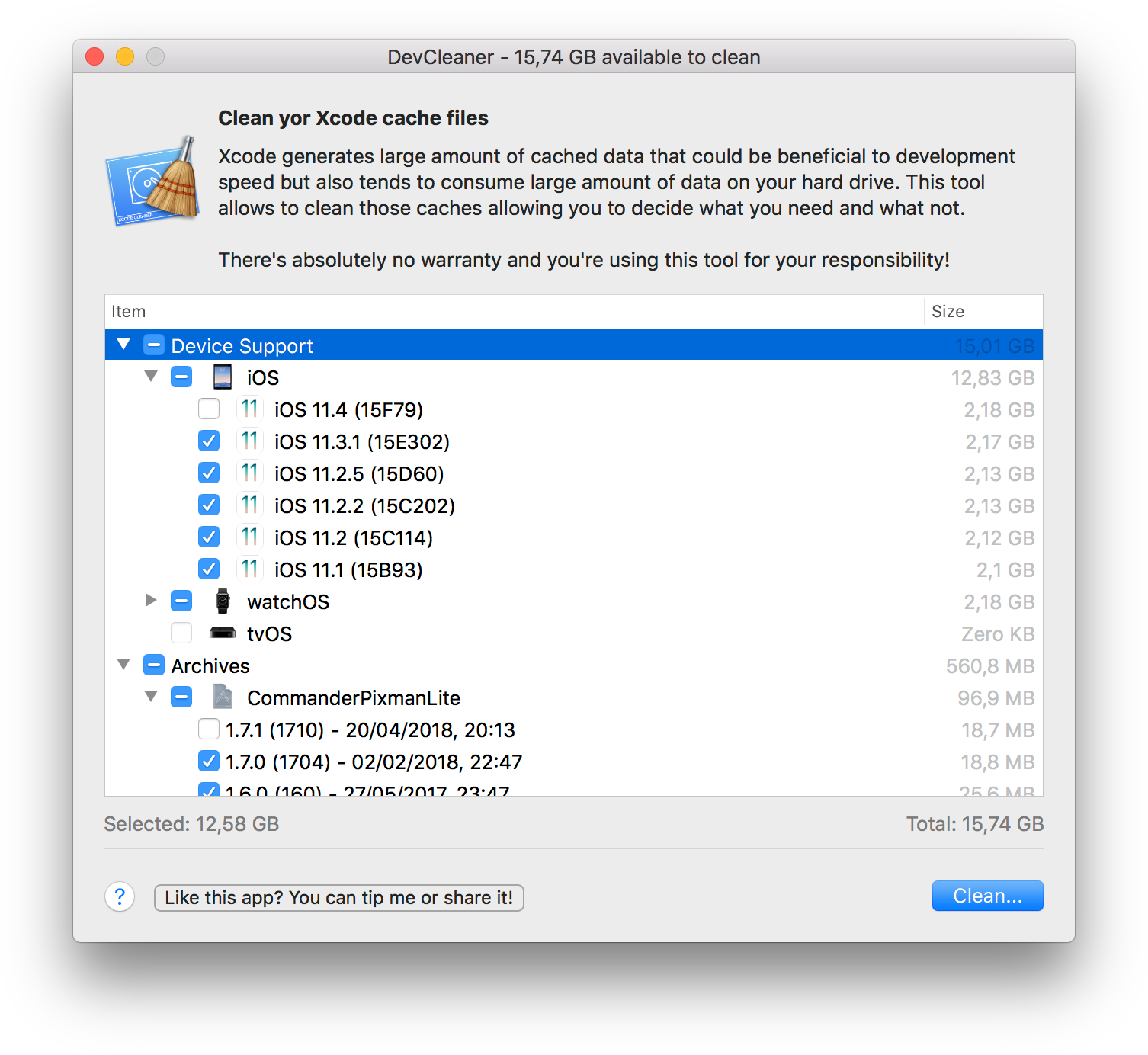 Xcode Dev Cleaner gallery image