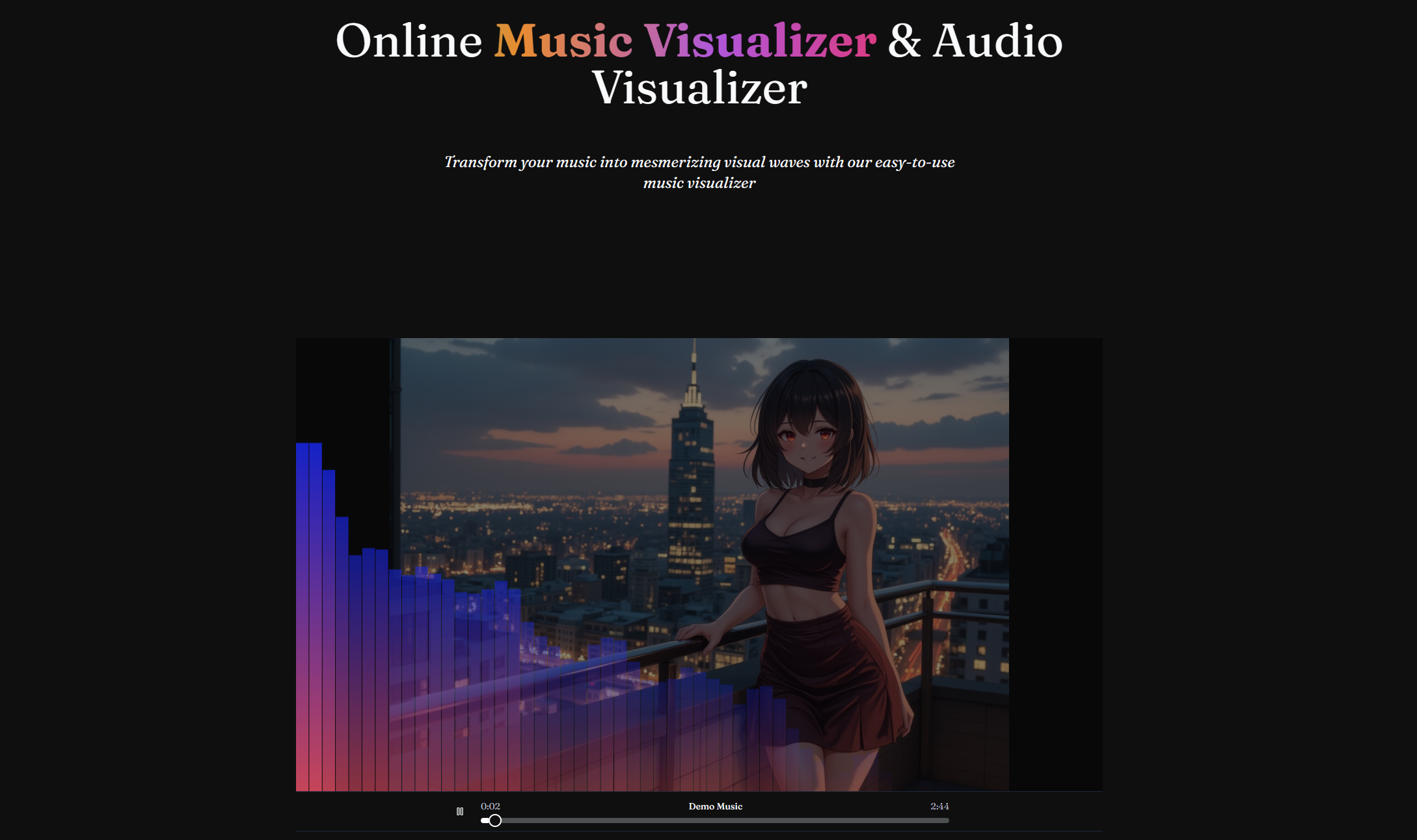 Visualizzatore musicale online - Mescola le onde audio con sfondo immagine/video media 3