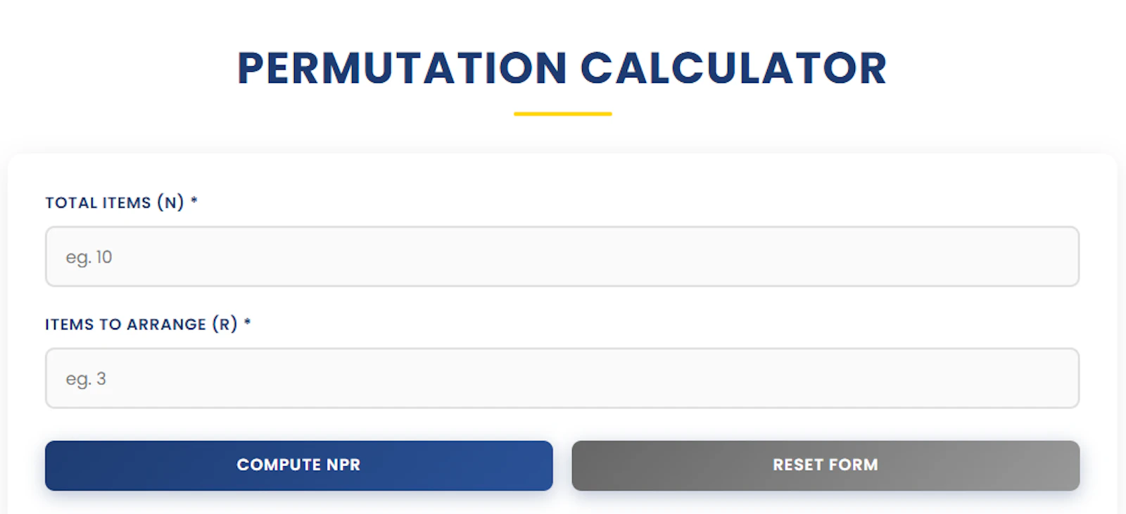 Permutation Calculator (nPr)  screenshot 1