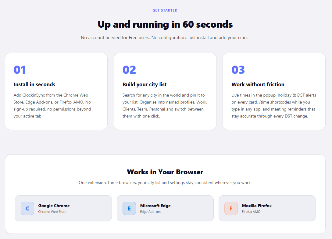 ClockinSync - Smart Timezone Extension gallery image