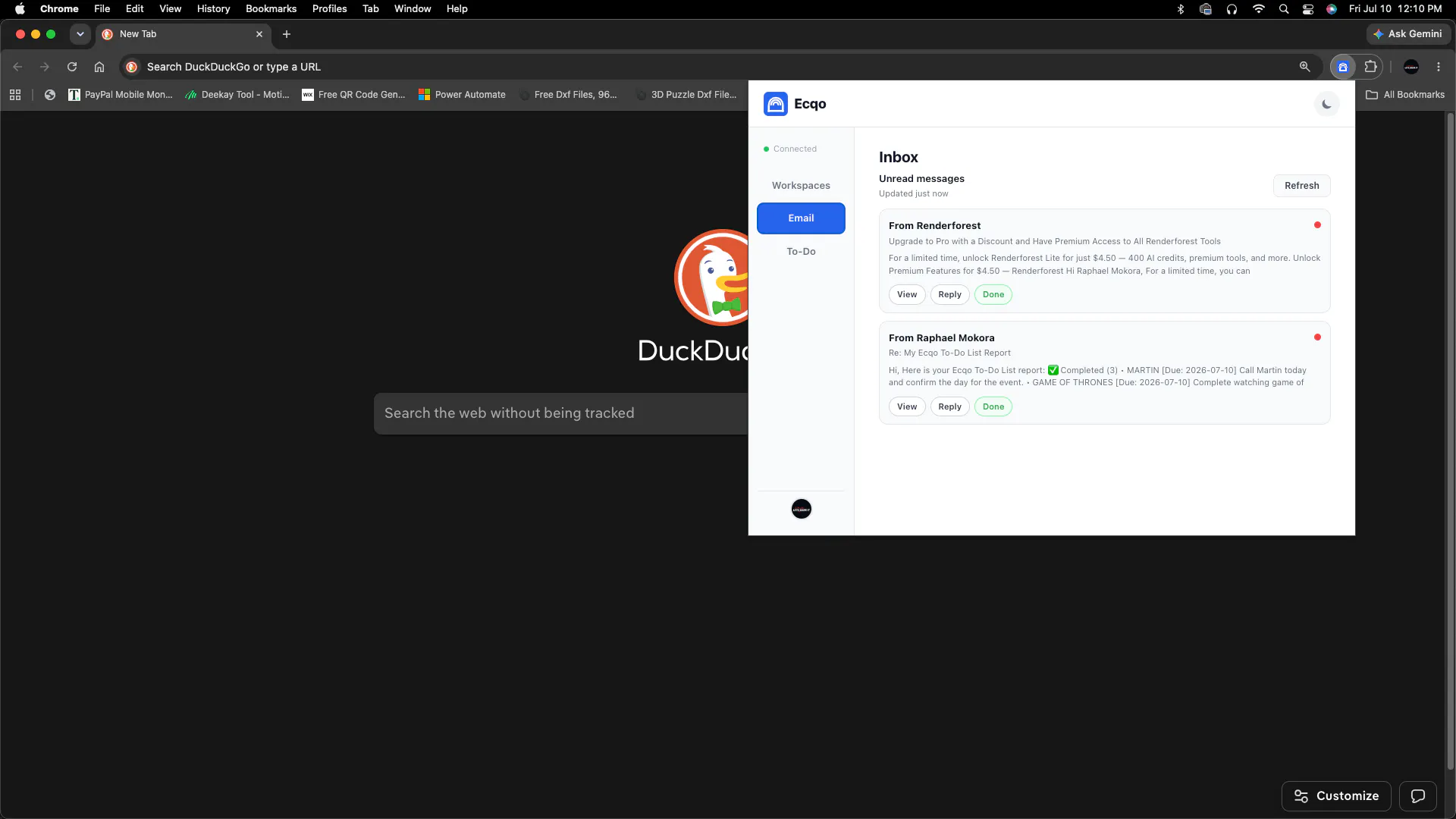 Workspaces, Email & Tasks in 1 Extension gallery image
