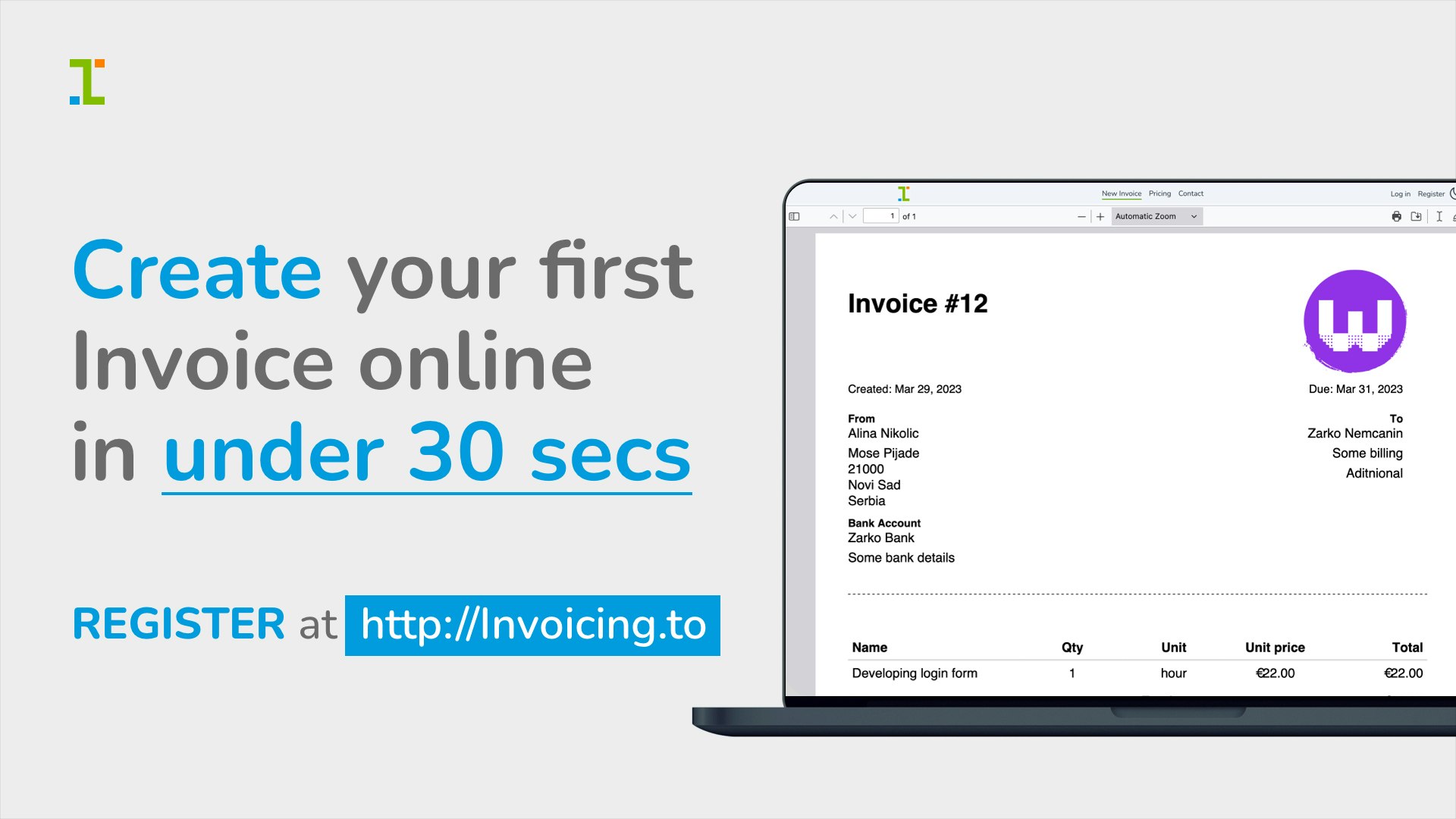 Invoicing.to - 올인원 인보이스 솔루션, 쉽고 거의 무료입니다 미디어 1
