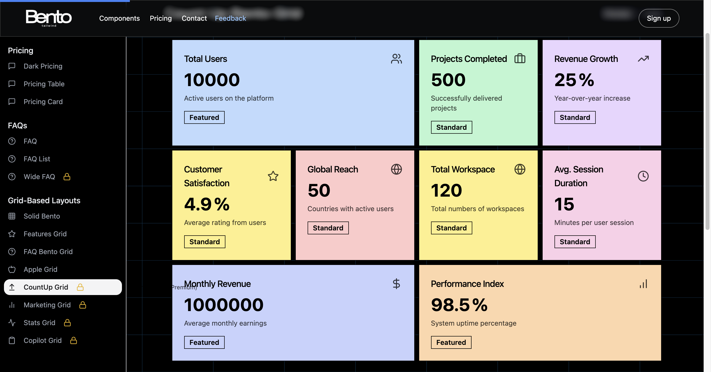 وسائط Bento Tailwind - شبكات Bento و tailwindcss ومكونات Shadcn 2