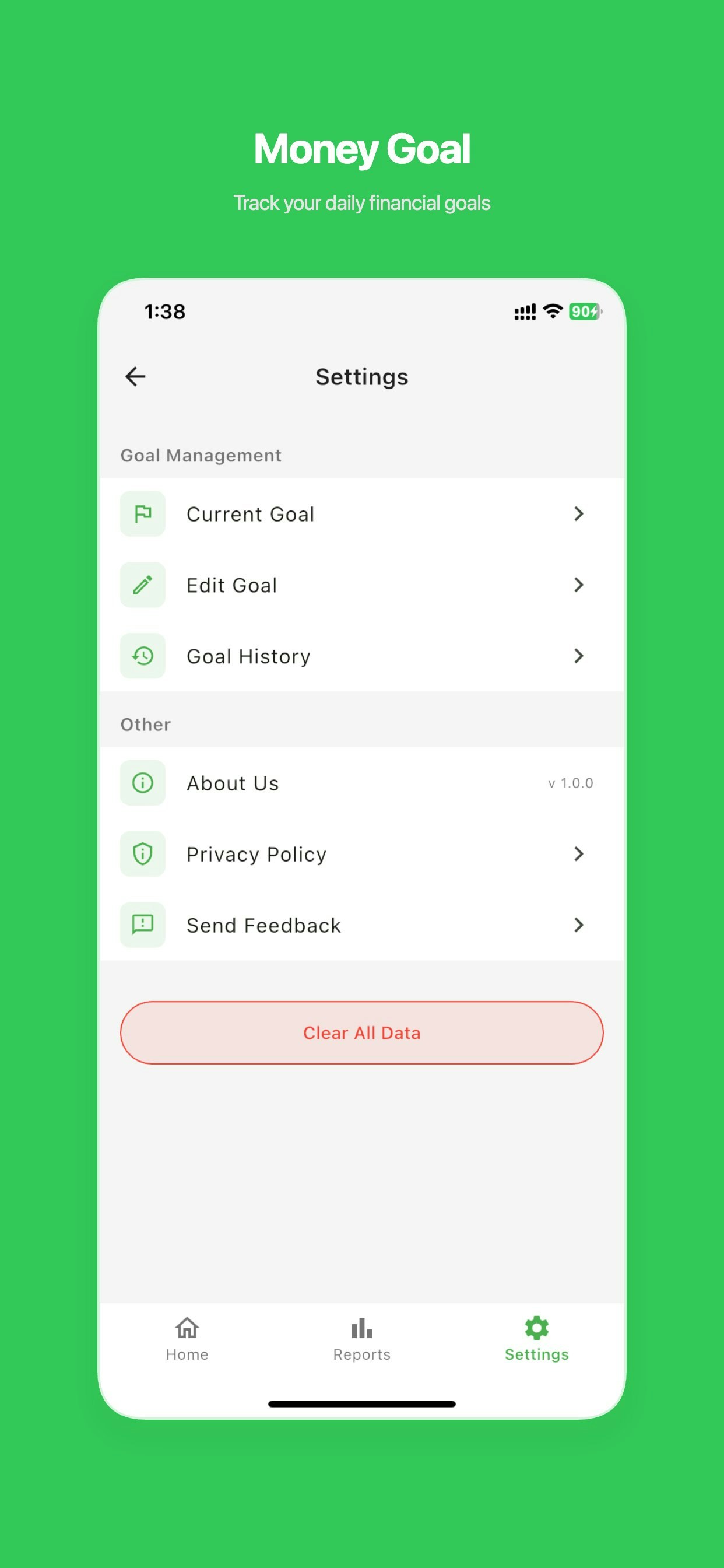MoneyGoal - income goals daily tracker - Screenshot 4 showing product features and functionality