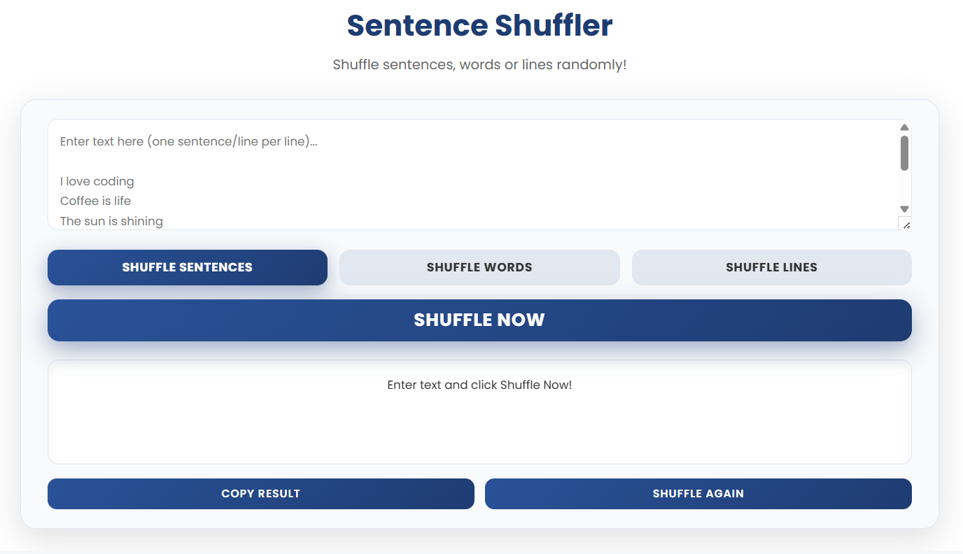 Sentence shuffler - Ease Tools gallery image