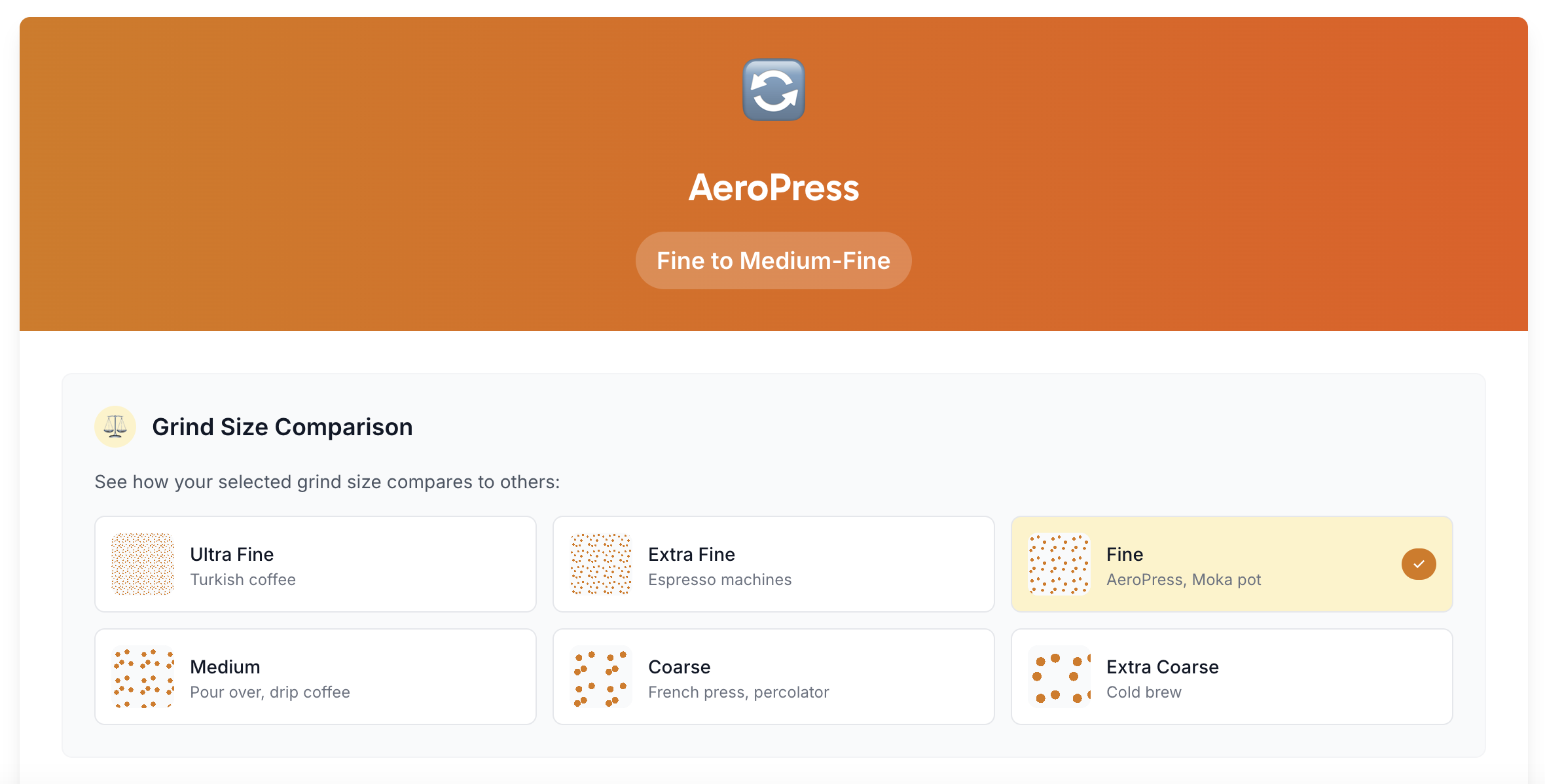 Coffee Grind Size Tool gallery image