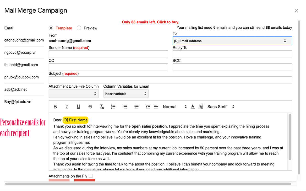 mail merge for google docs