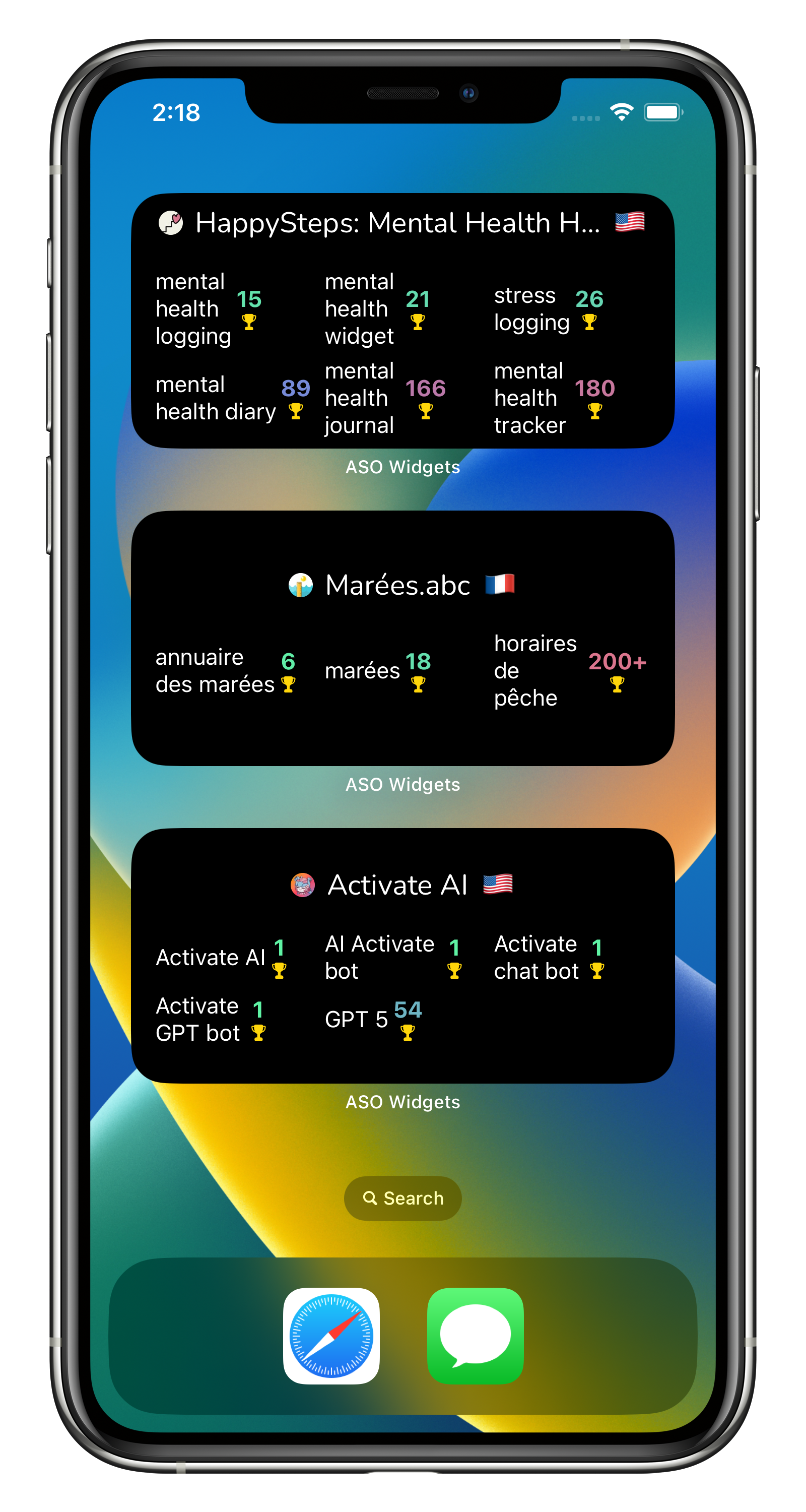 وسائط واجهة المستخدم ASO - WidgetSmith لمطوري iOS - تتبع الكلمات الرئيسية والتصنيفات 1
