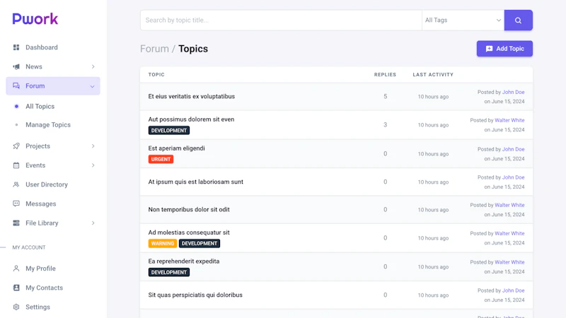Pwork - Intranet for WordPress screenshot 4