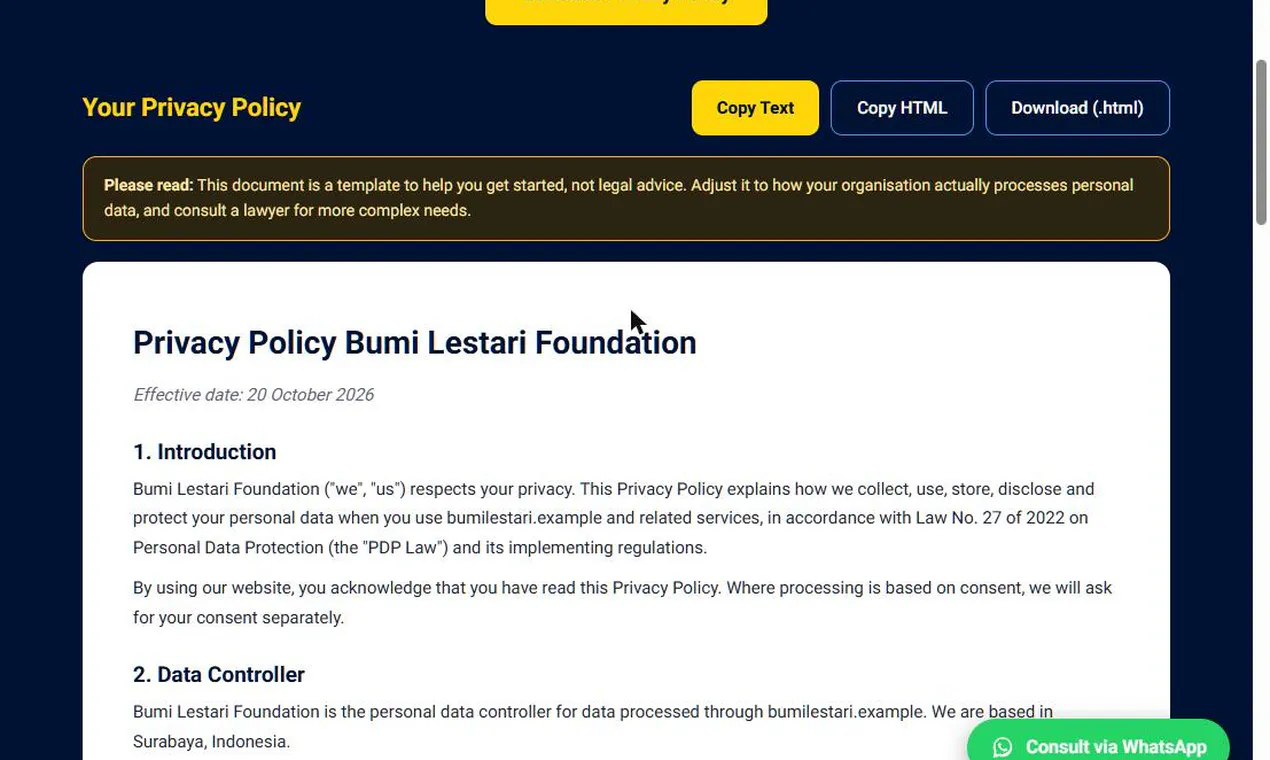Privacy Policy Generator for Indonesia gallery image