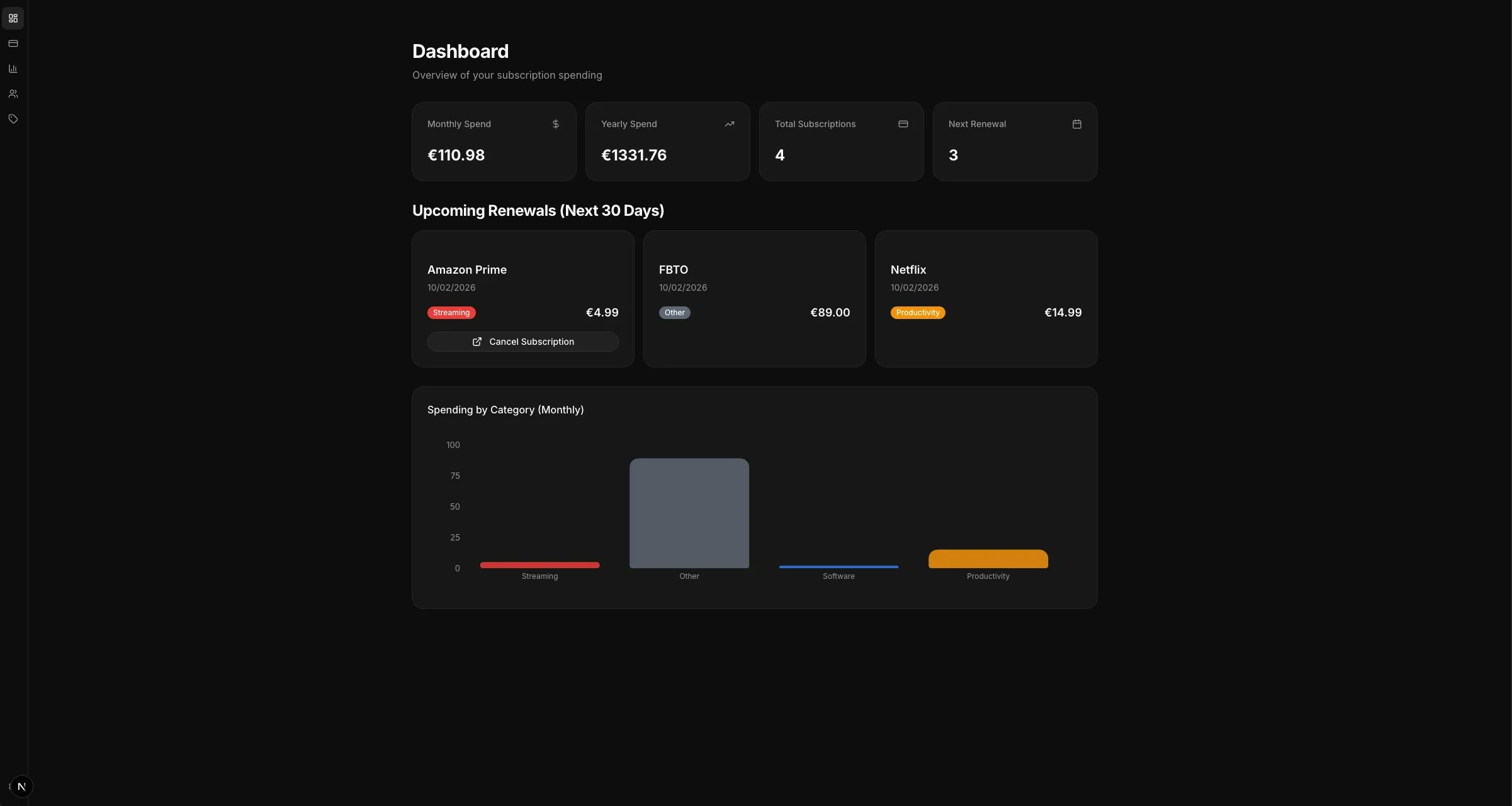 Recurno - Main product screenshot demonstrating key features and user interface