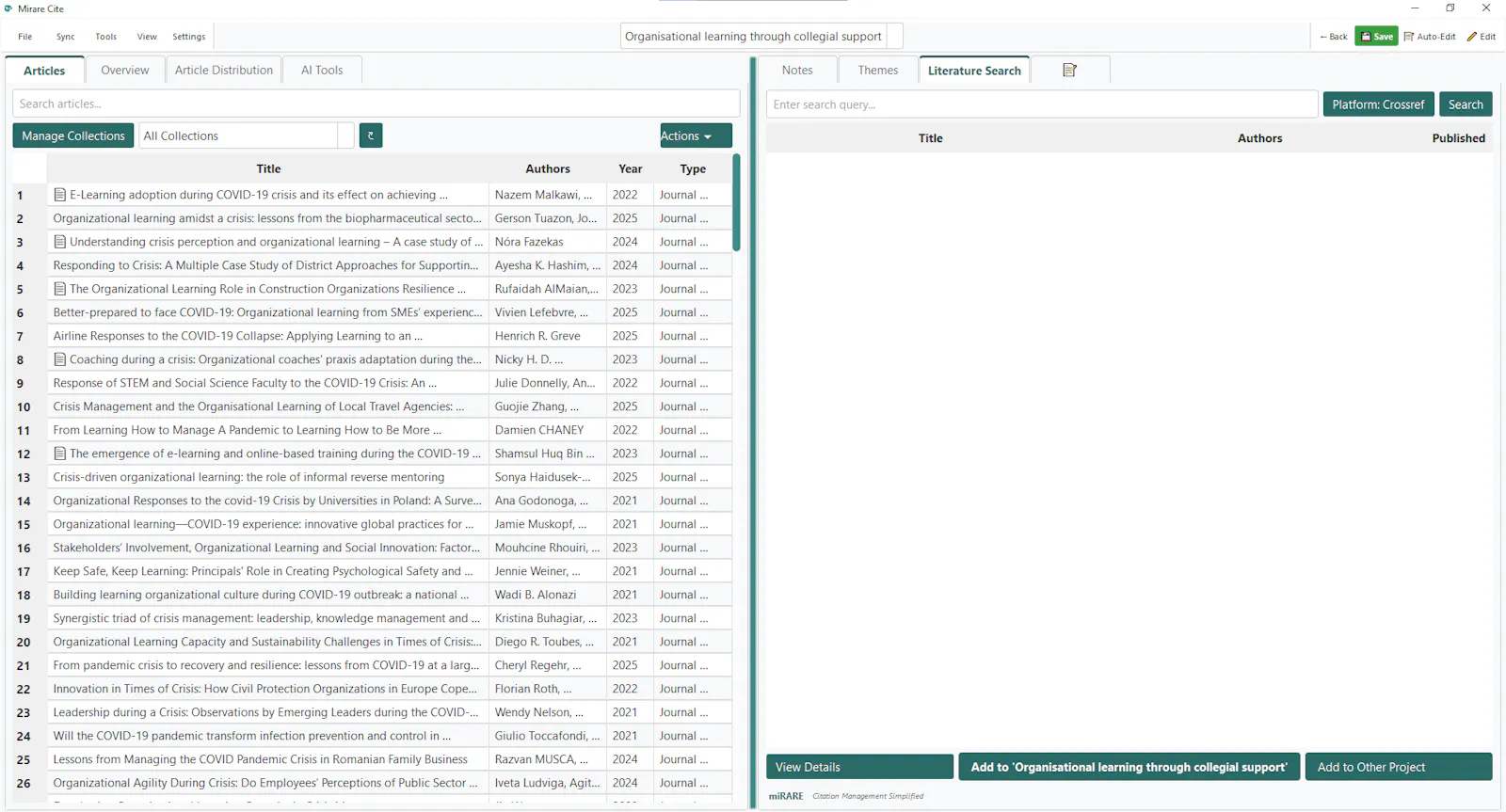 MirareCite screenshot 2