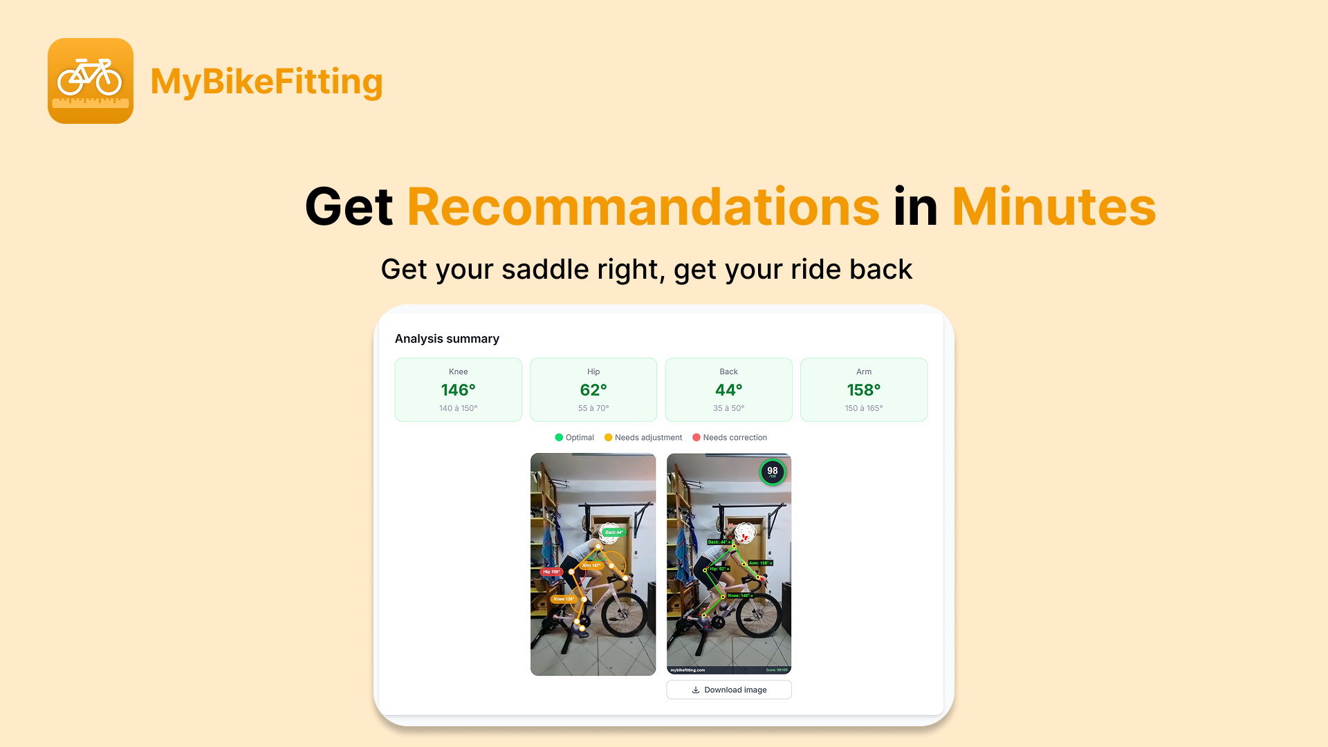 MyBikeFitting - Screenshot 2 showing product features and functionality