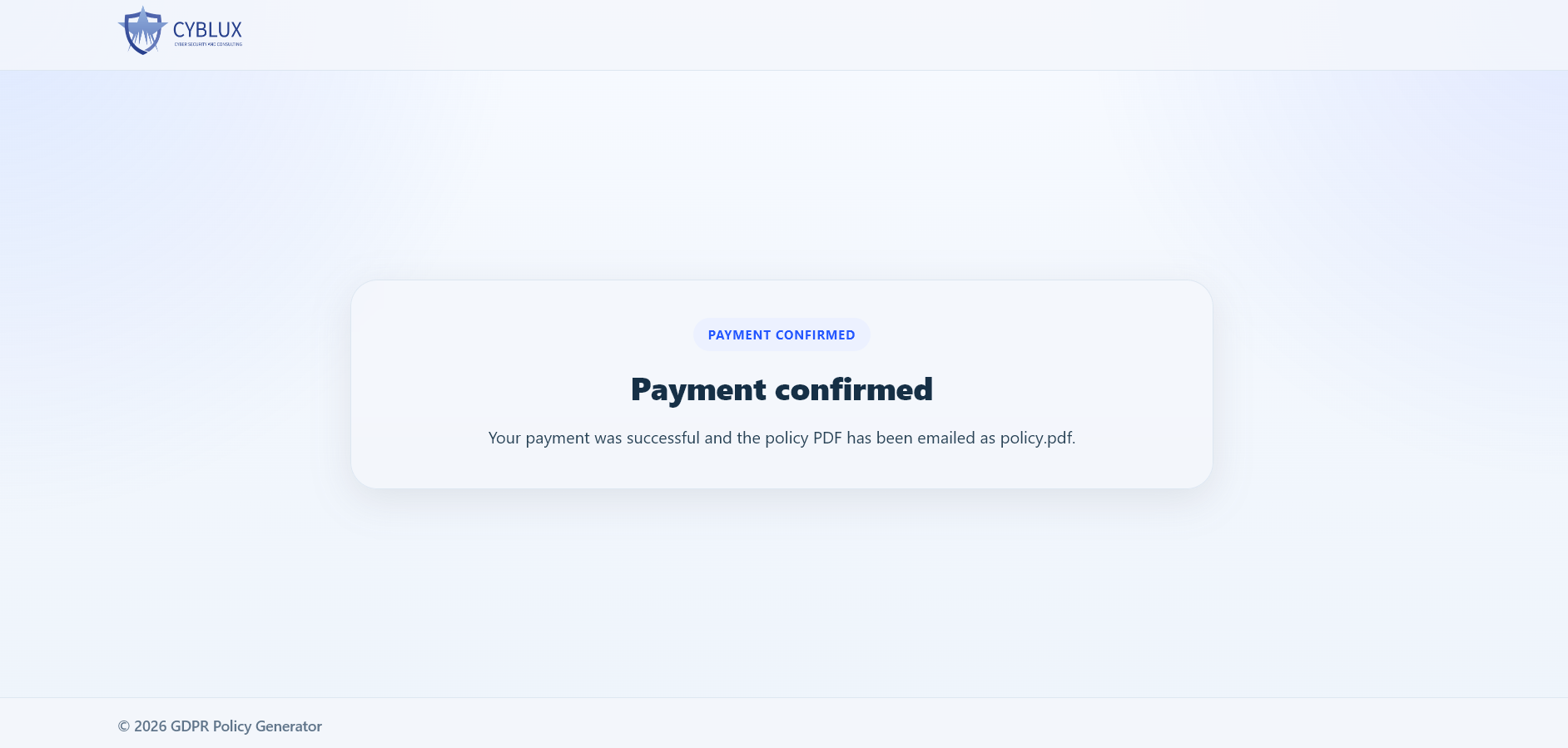 Cyblux GDPR Generator gallery image