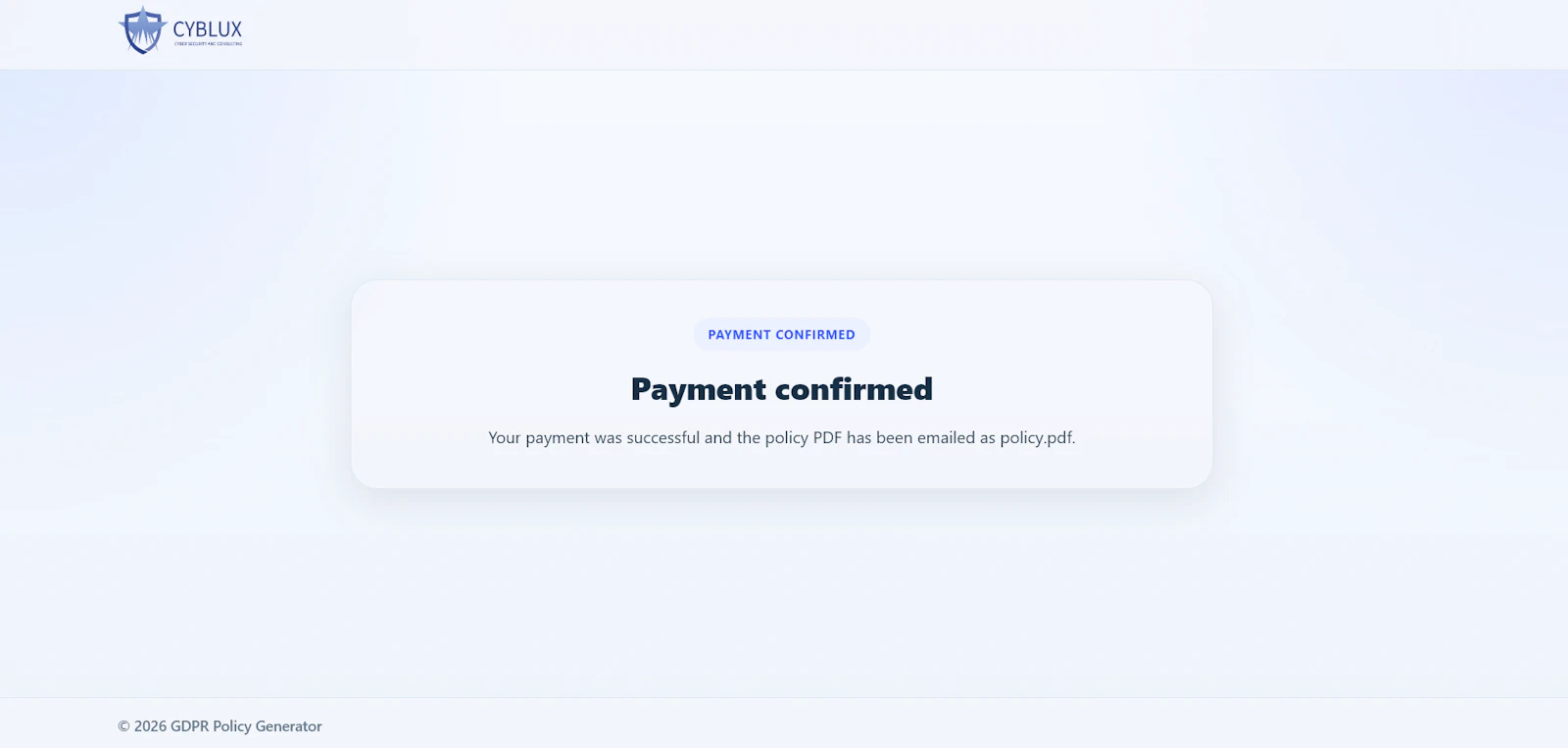 Cyblux GDPR Generator screenshot 3