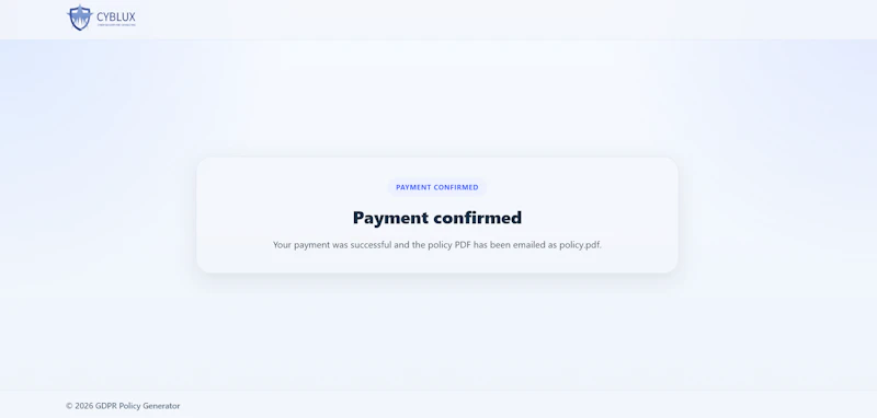 Cyblux GDPR Generator screenshot 3