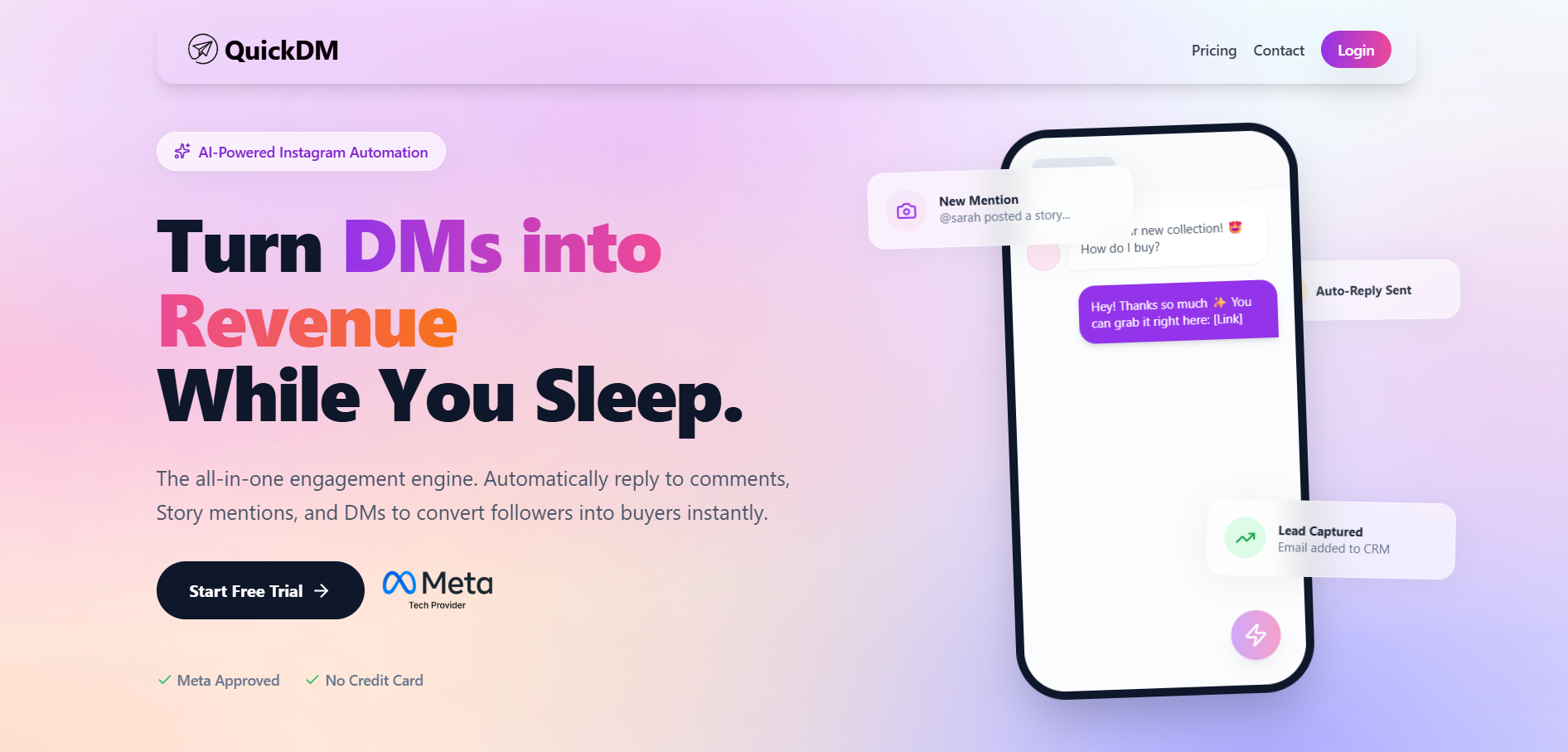 QuickDM - Main product screenshot demonstrating key features and user interface