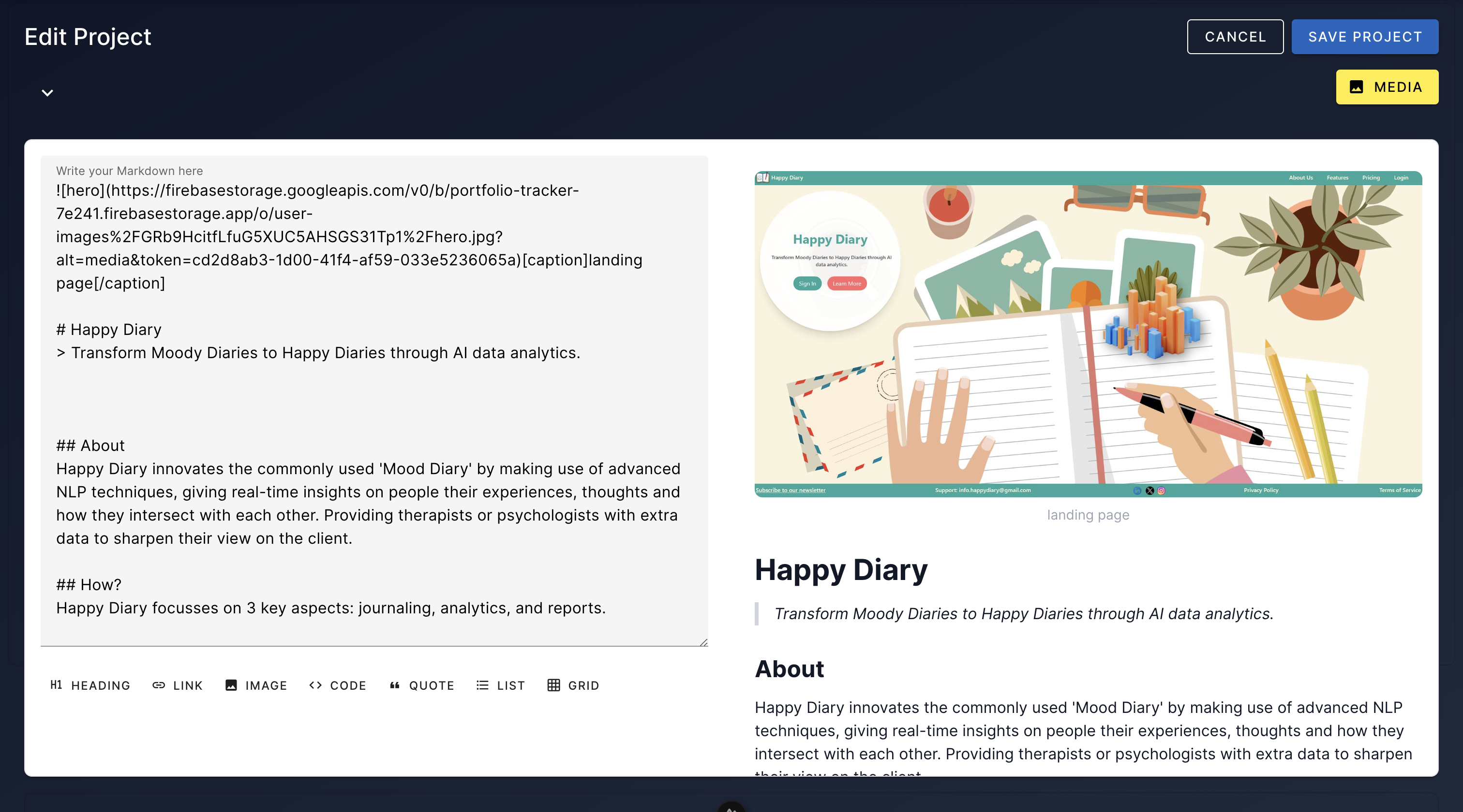 CodeFolio - นำเสนอเส้นทางการพัฒนาของคุณโดยใช้ MD ไม่ใช่ HTML media 3