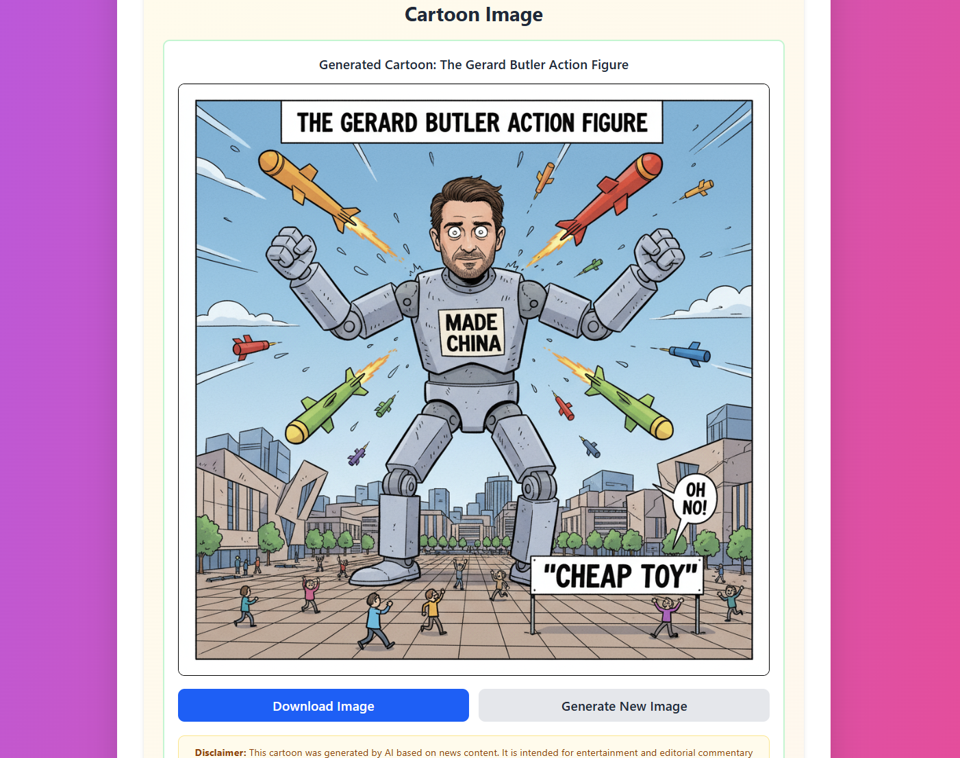 News Cartoon - Main screenshot showing features and interface