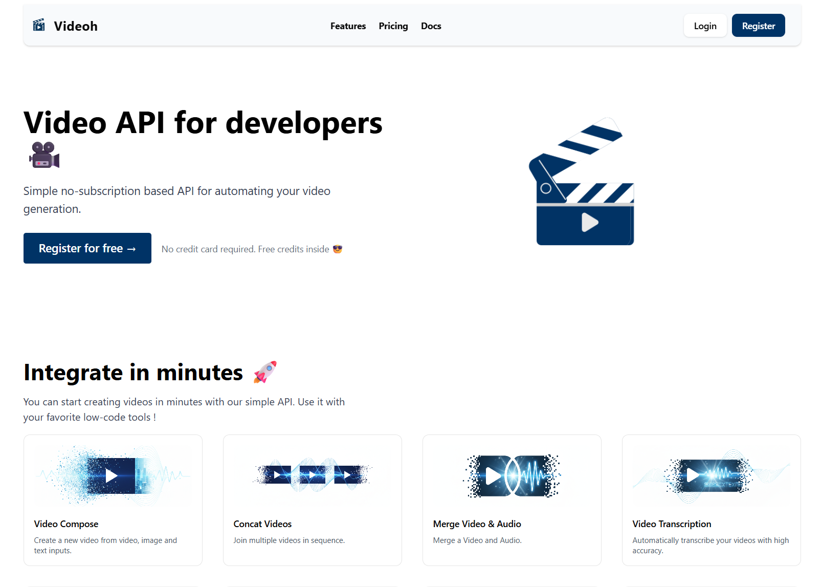 Videoh.dev - Main product screenshot demonstrating key features and user interface